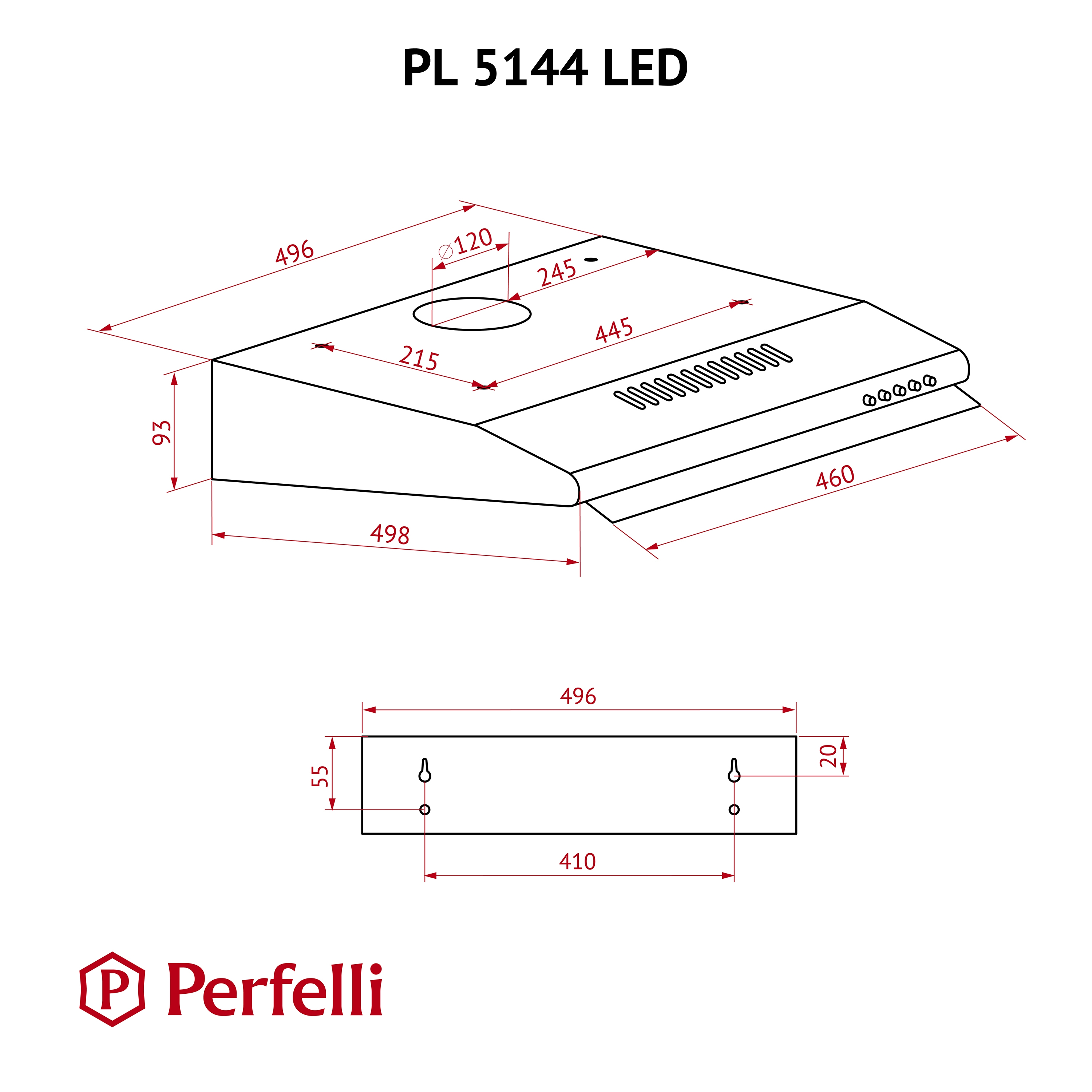 Perfelli PL 5144 BR LED Габаритні розміри