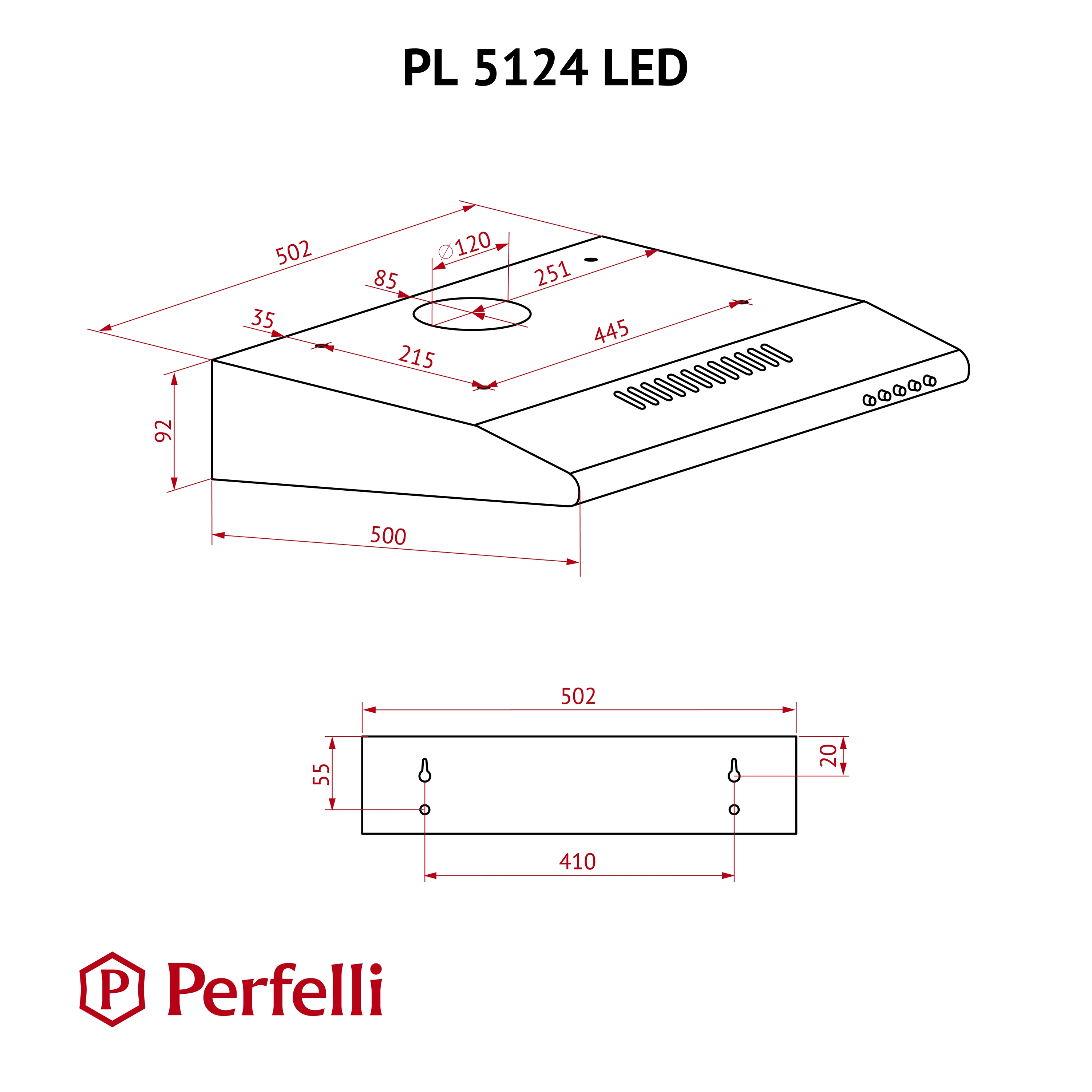 Perfelli PL 5124 I LED Габаритные размеры