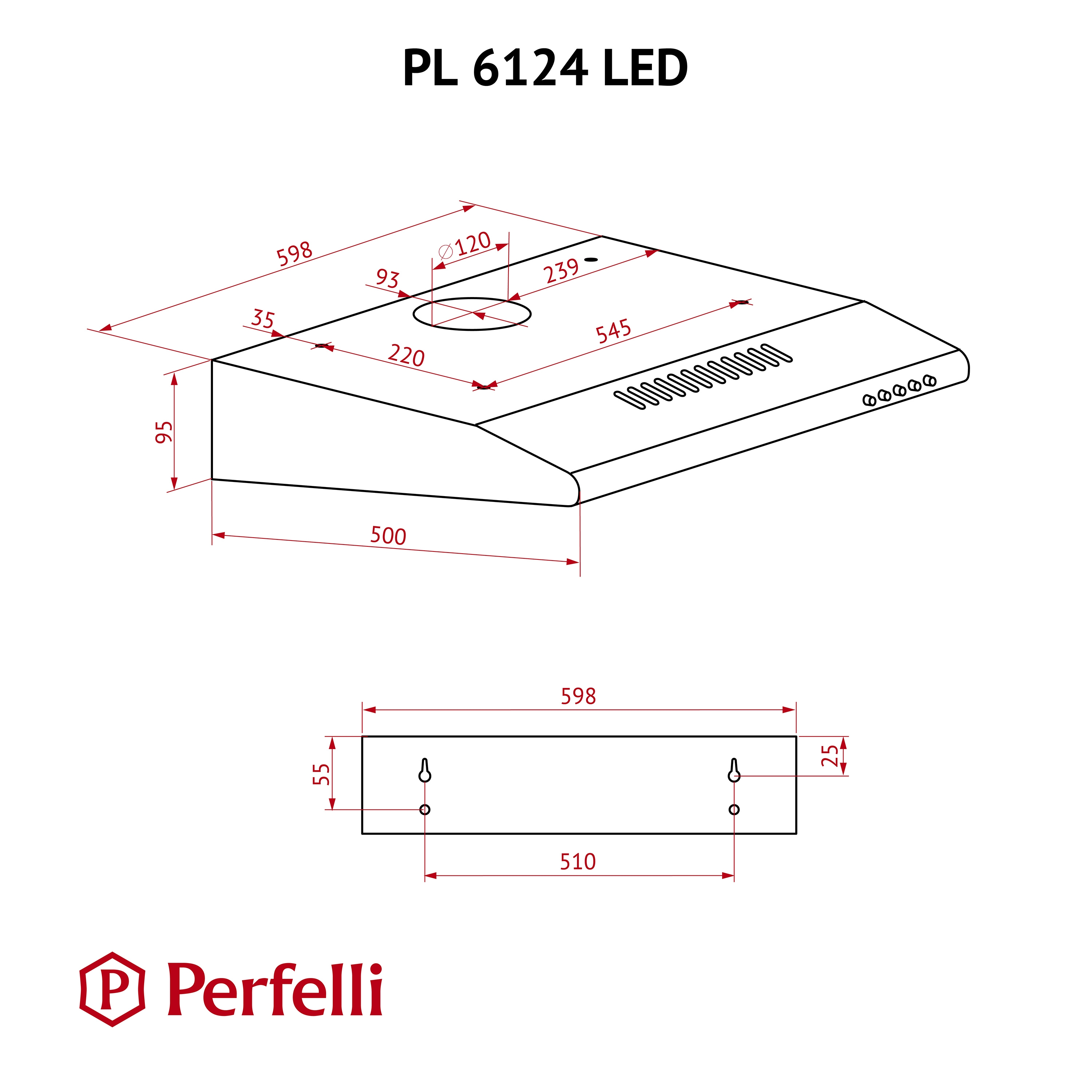 Perfelli PL 6124 I LED Габаритні розміри