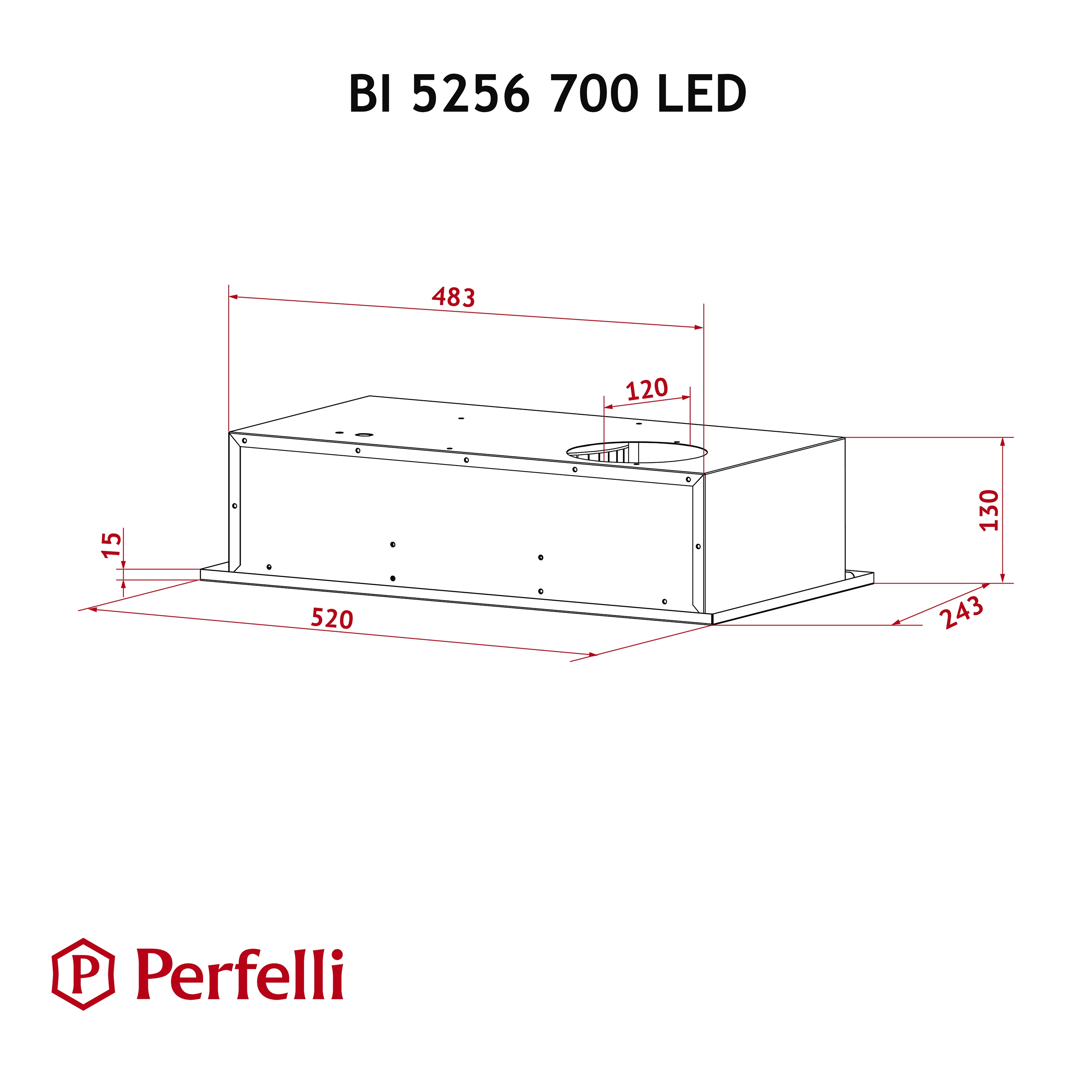 Perfelli BI 5256 BL 700 LED Габаритні розміри