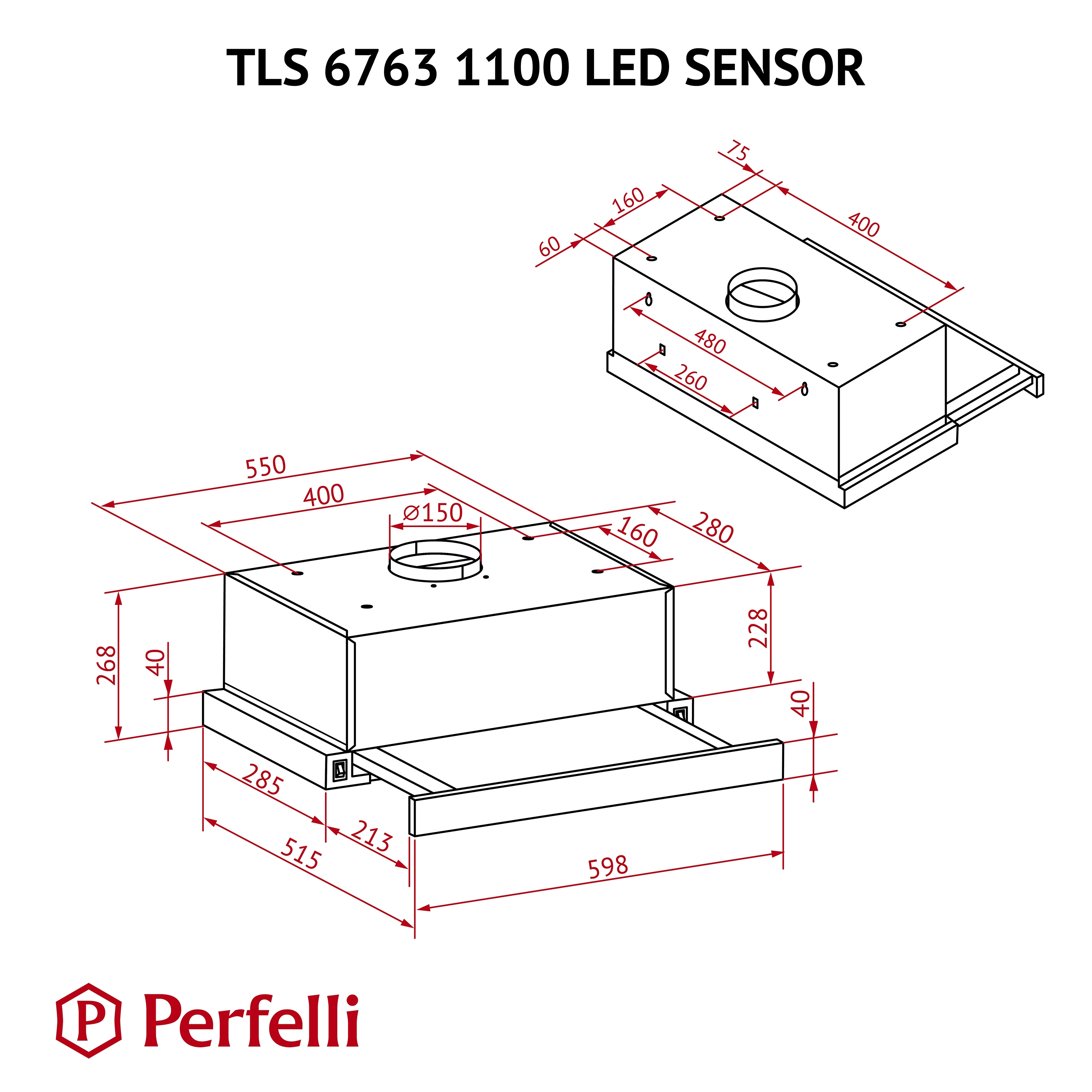 Perfelli TLS 6763 BL 1100 LED Sensor Габаритные размеры