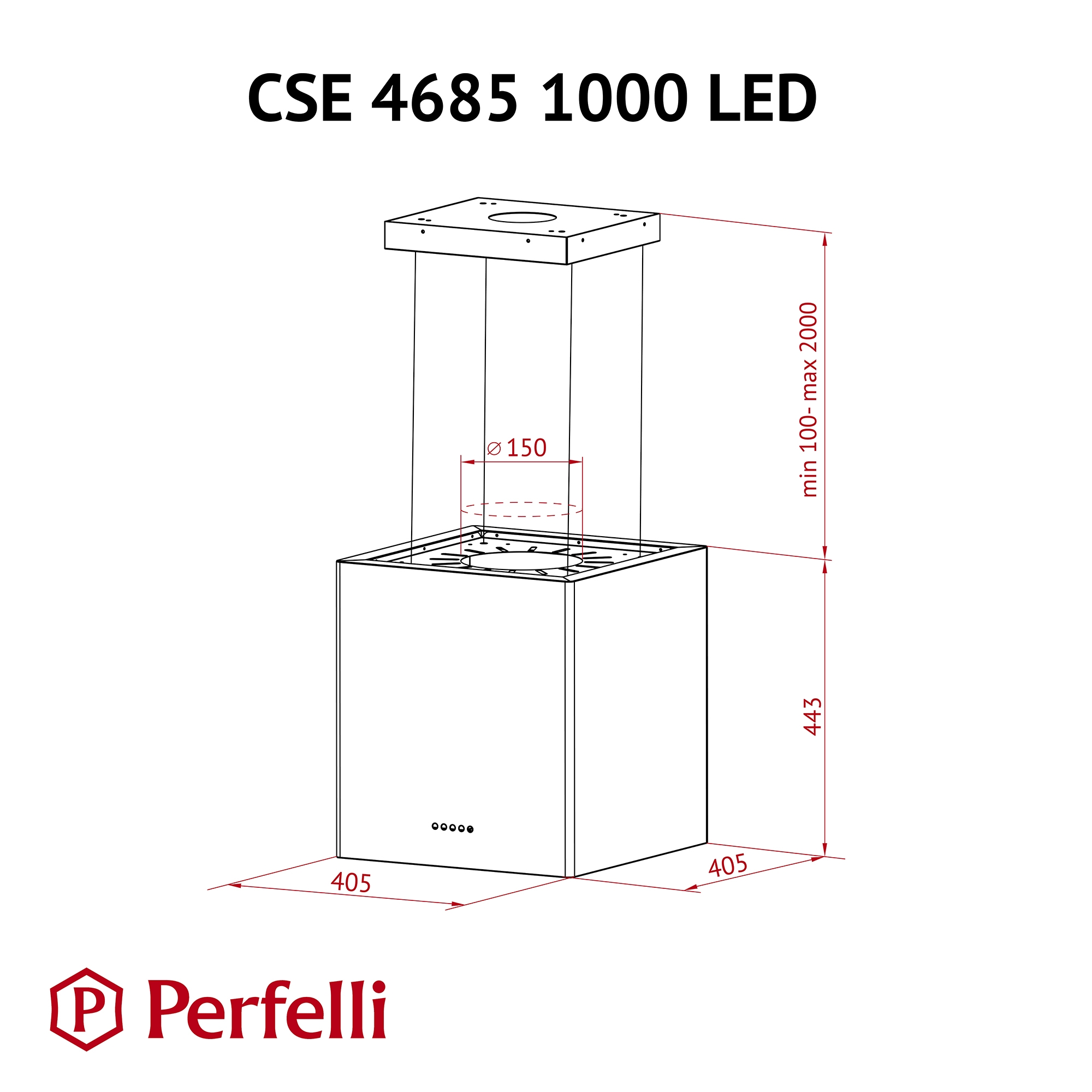 Perfelli CSE 4685 I 1000 LED Габаритні розміри