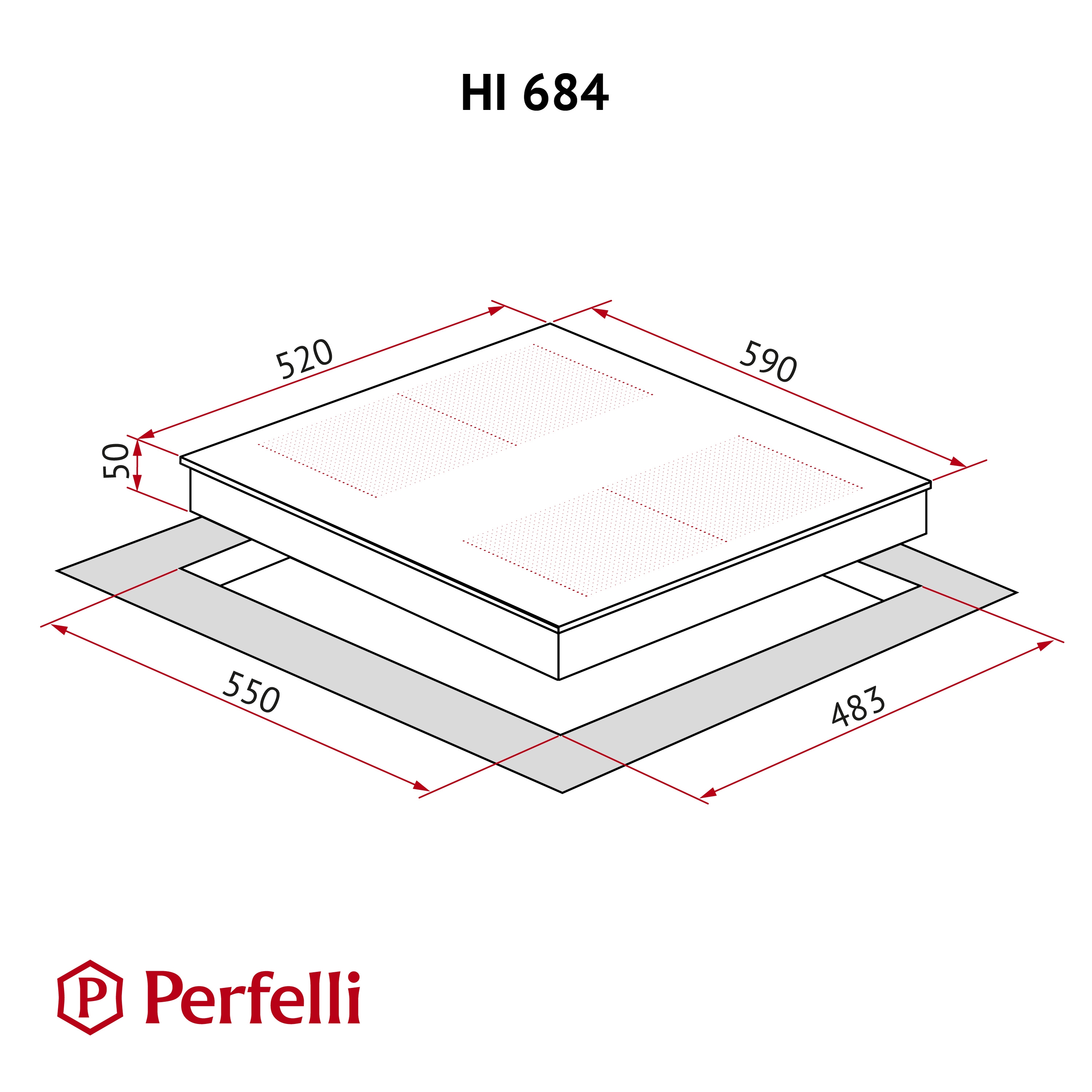 Perfelli HI 684 WH Габаритные размеры