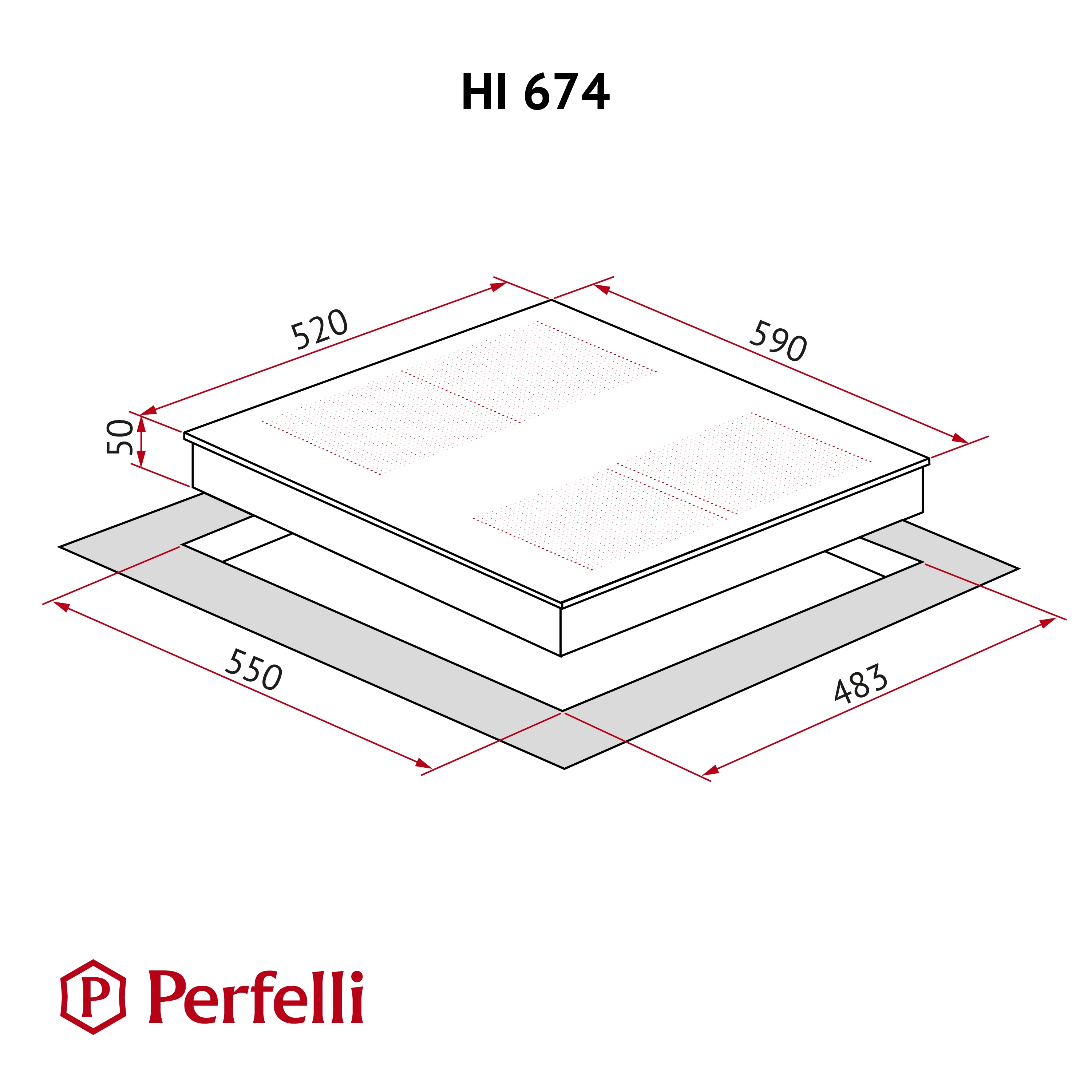 Perfelli HI 674 GR Габаритні розміри