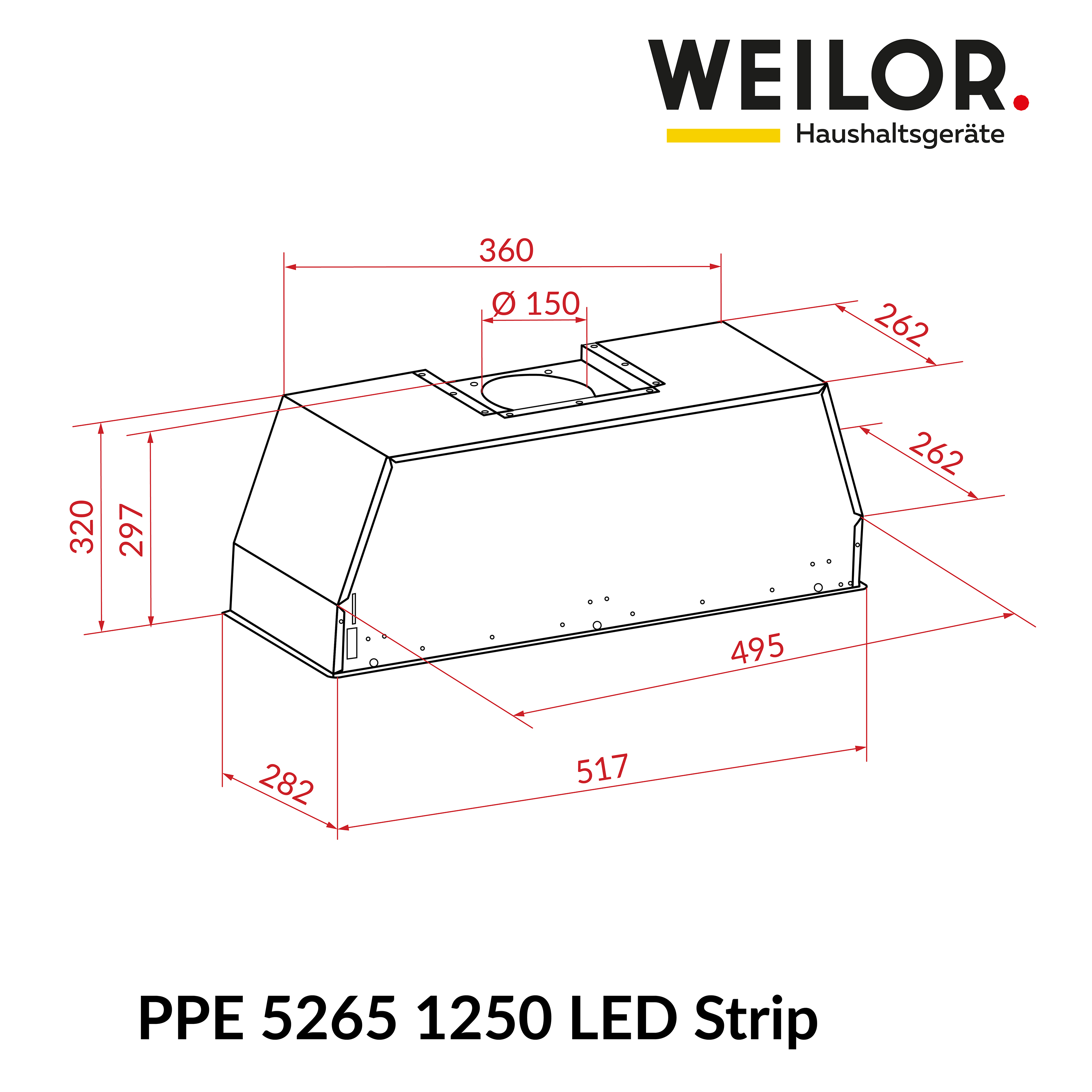 Weilor PPE 5265 SS 1250 LED Strip Габаритные размеры