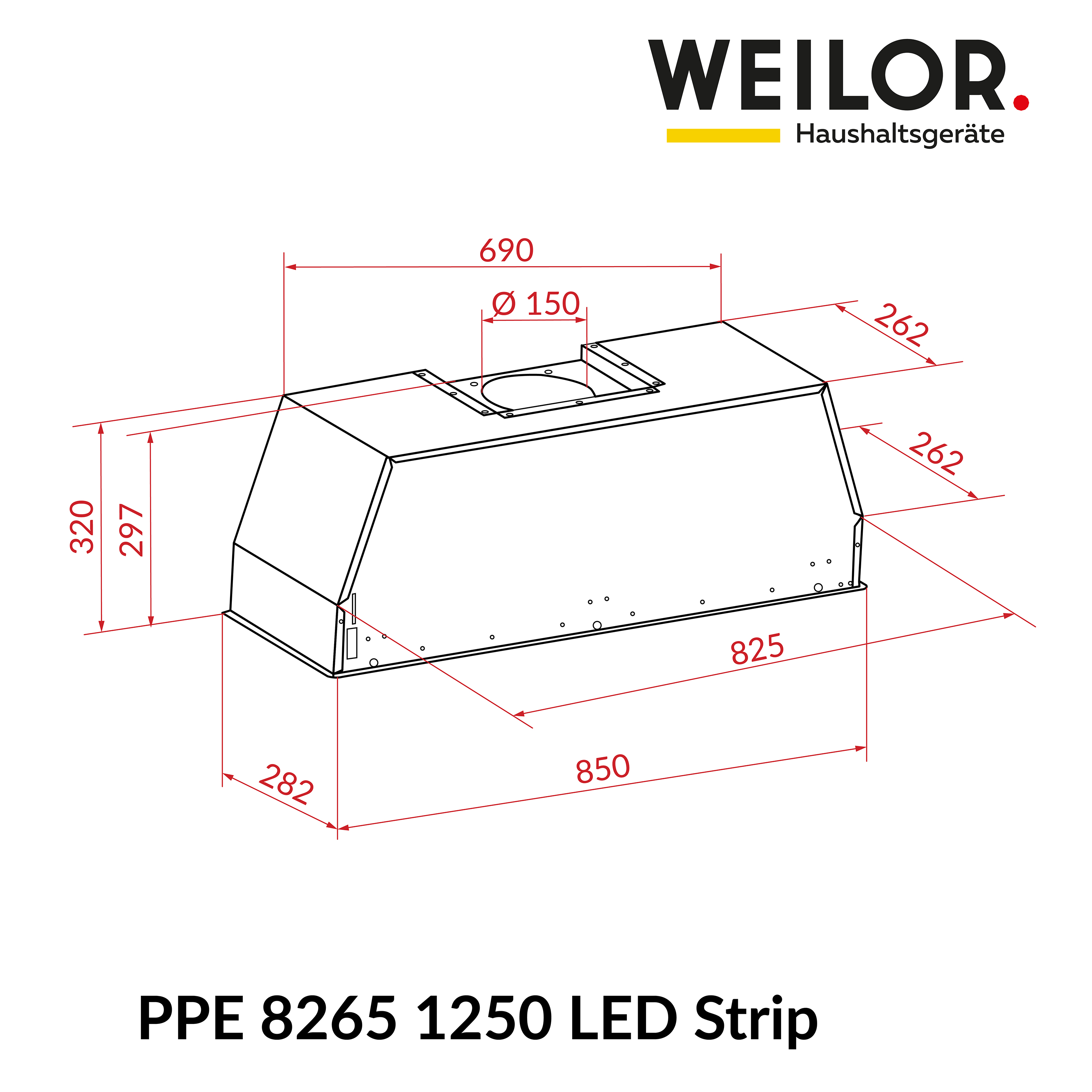 Weilor PPE 8265 SS 1250 LED Strip Габаритные размеры