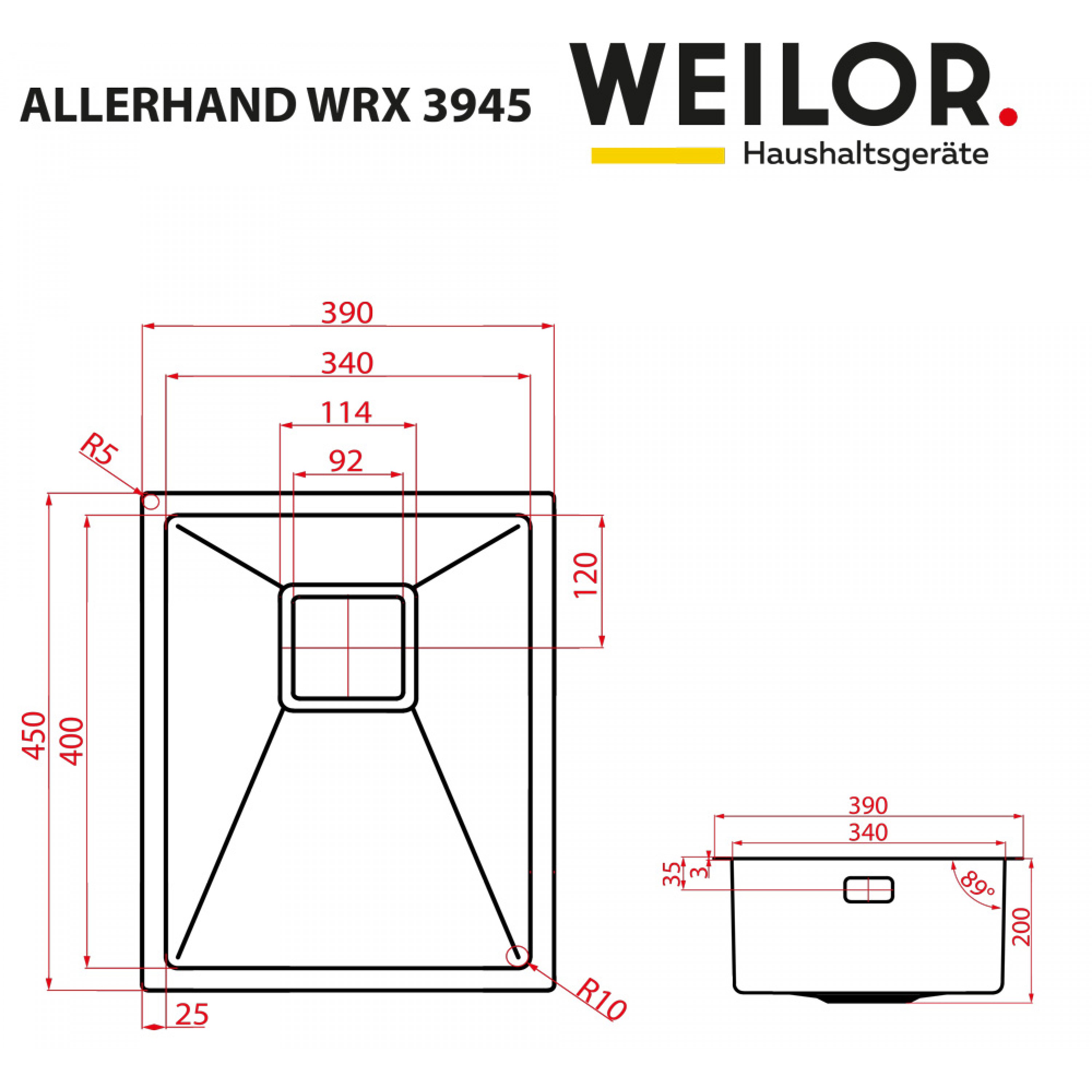 Weilor ALLERHAND WRX 3945 Габаритні розміри