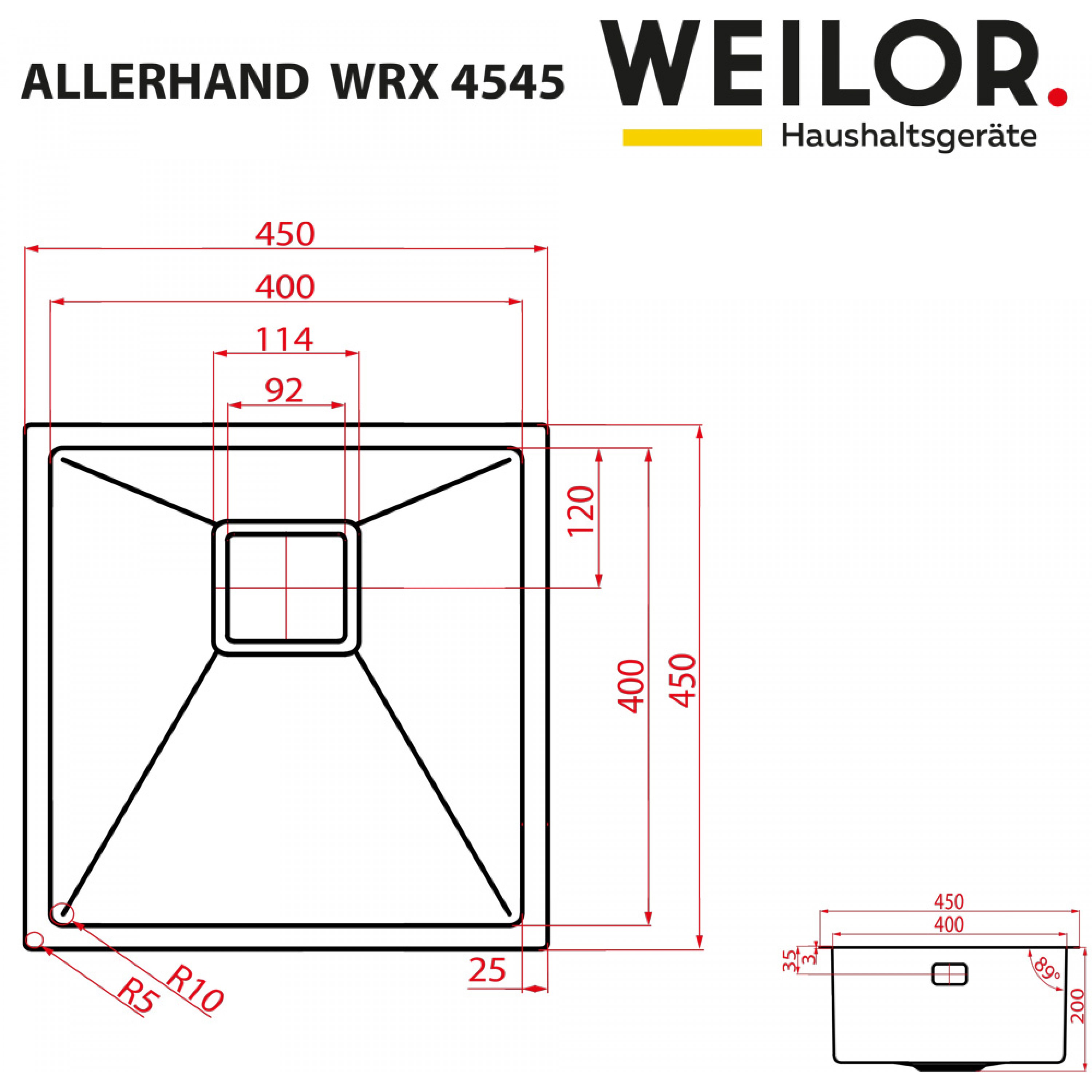 Weilor ALLERHAND WRX 4545 Габаритні розміри