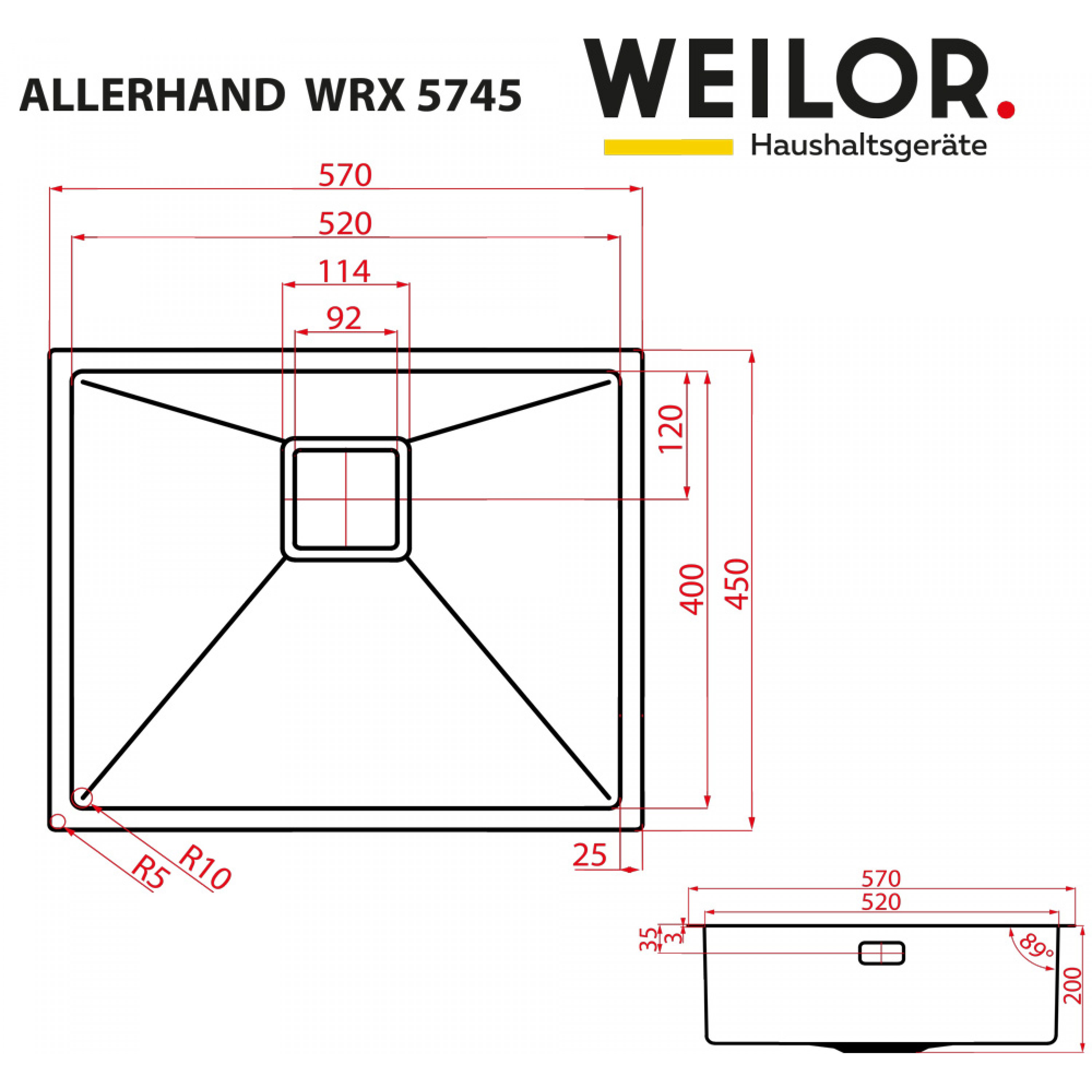 Weilor ALLERHAND WRX 5745 Габаритные размеры