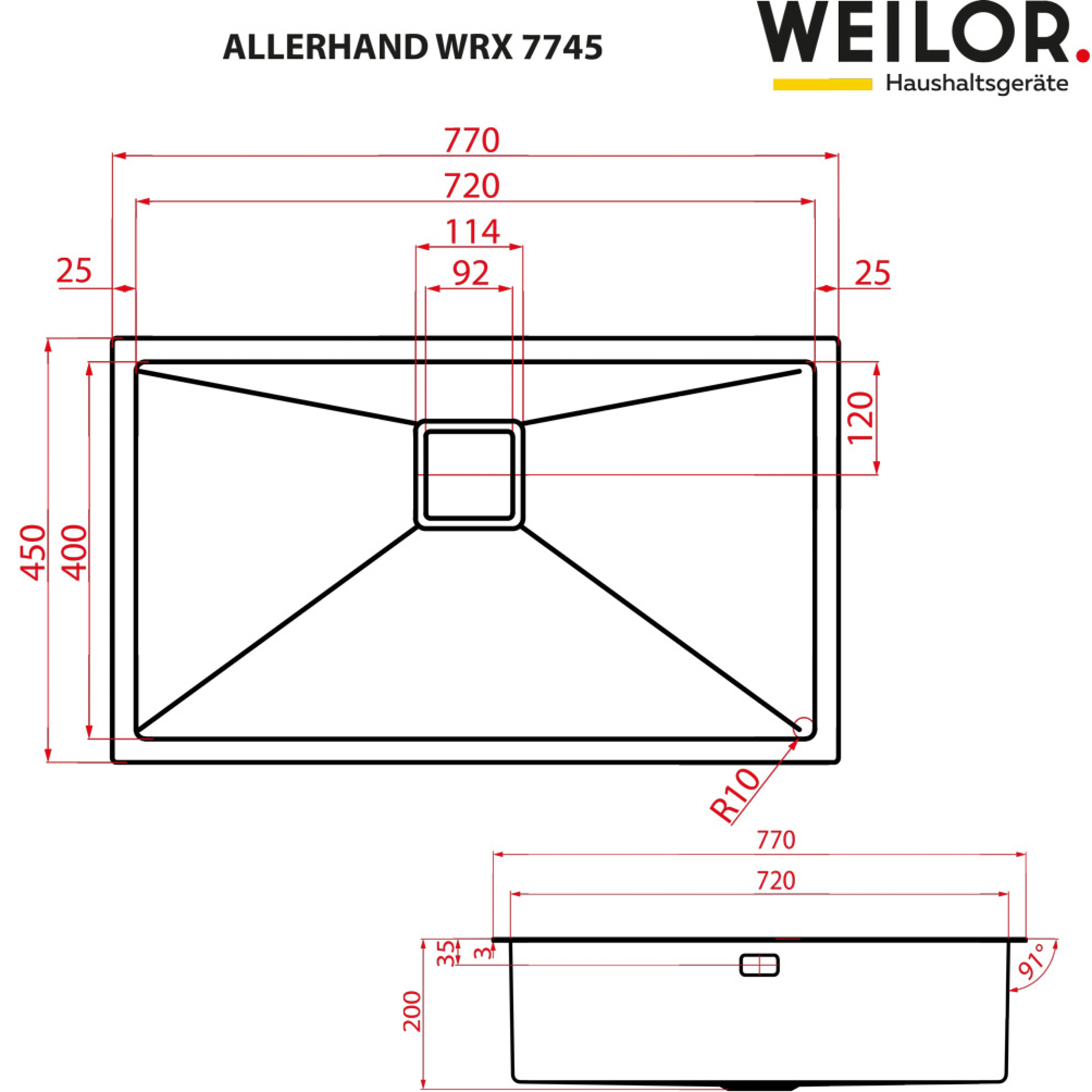 Weilor ALLERHAND WRX 7745 Габаритные размеры
