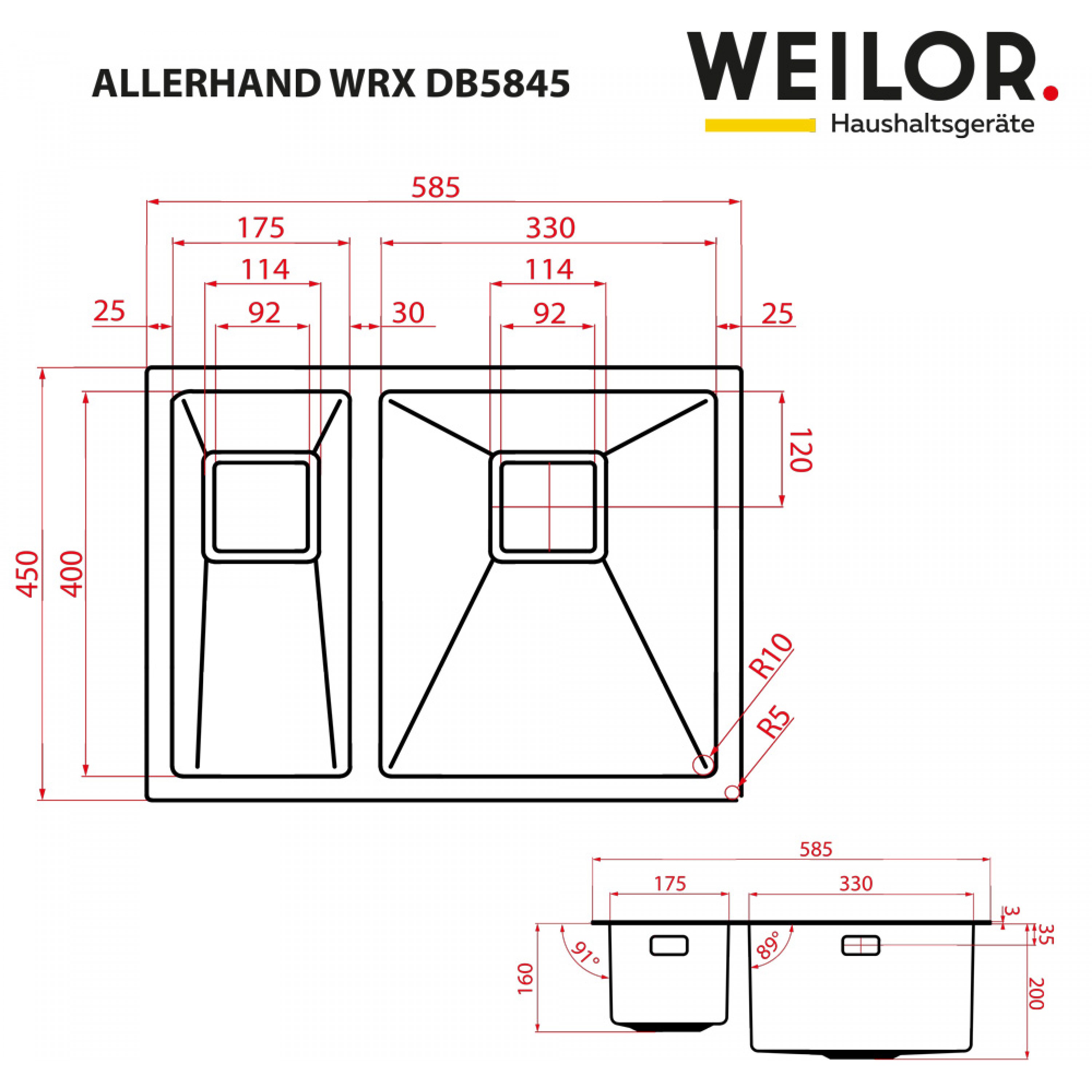 Weilor ALLERHAND WRX DB5845 Габаритні розміри