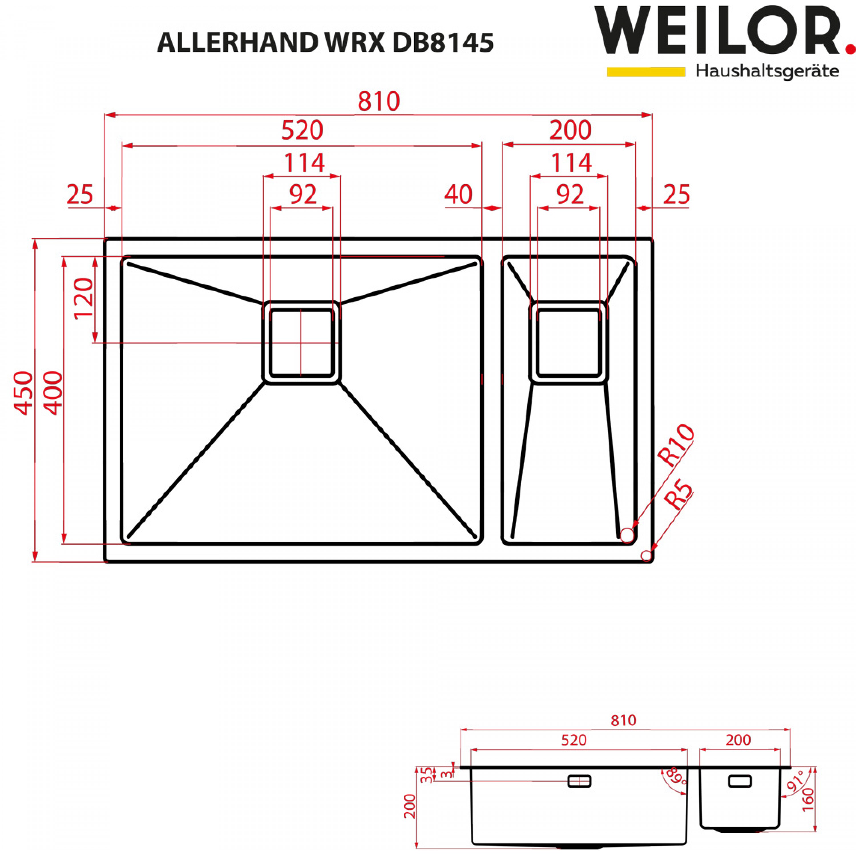 Weilor ALLERHAND WRX DB8145 Габаритные размеры