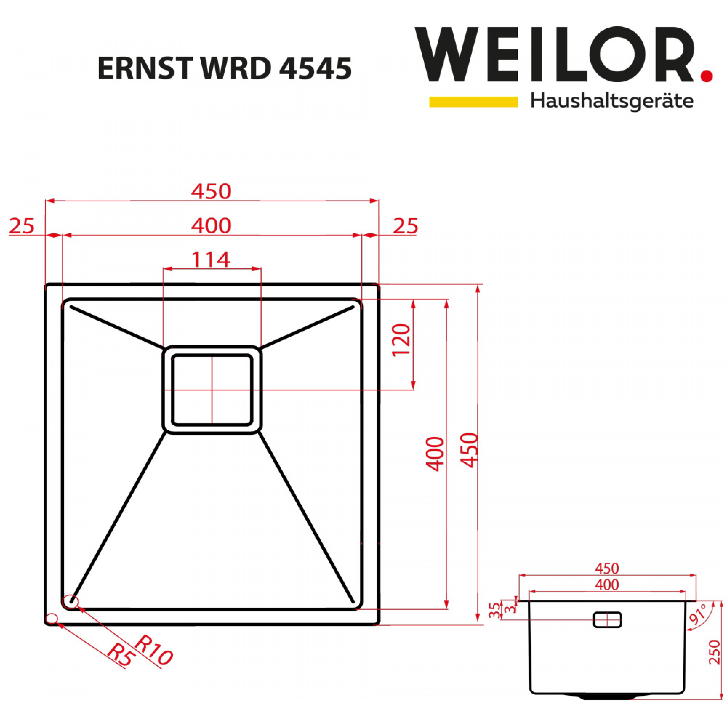 Weilor ERNST WRD 4545 Габаритні розміри