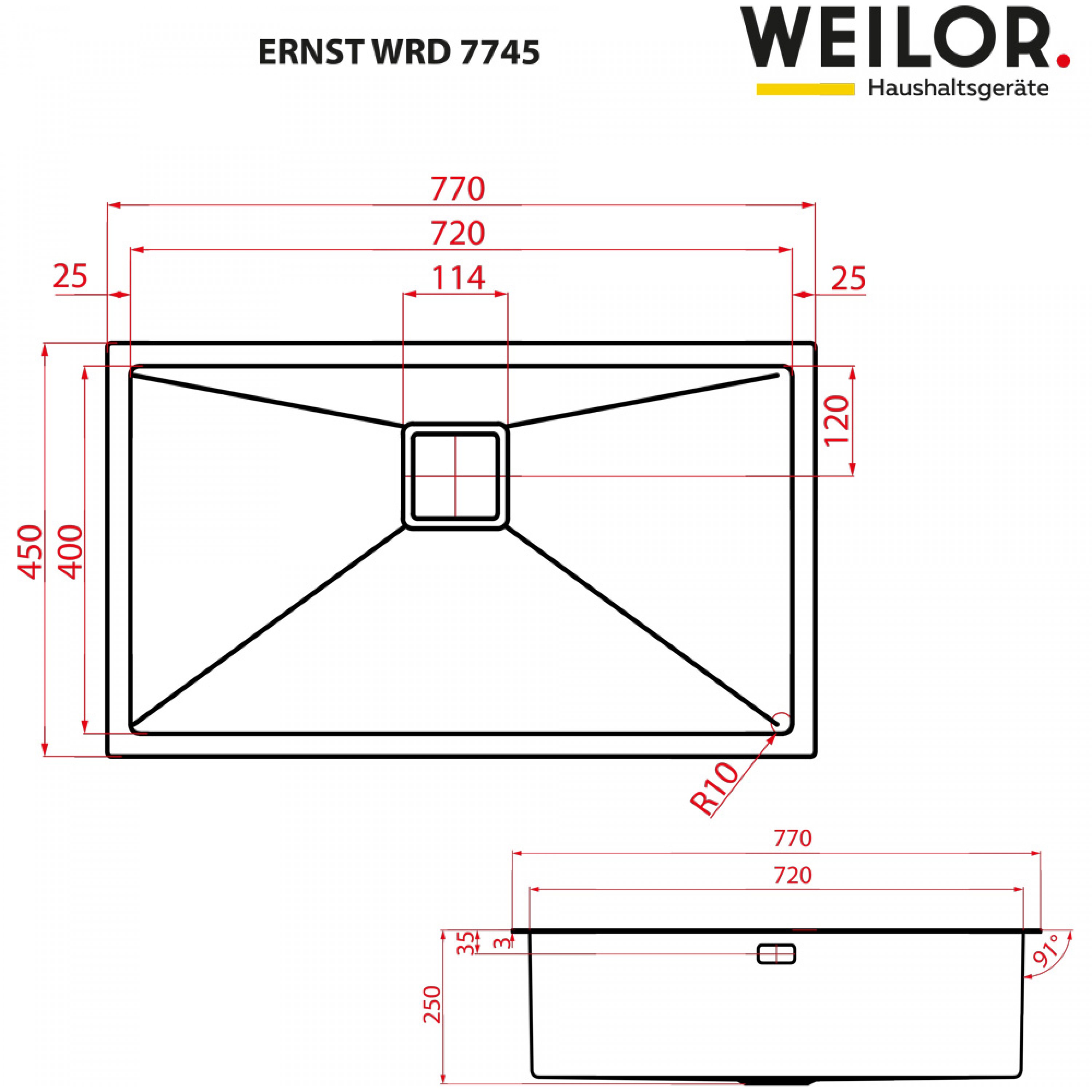 Weilor ERNST WRD 7745 Габаритные размеры