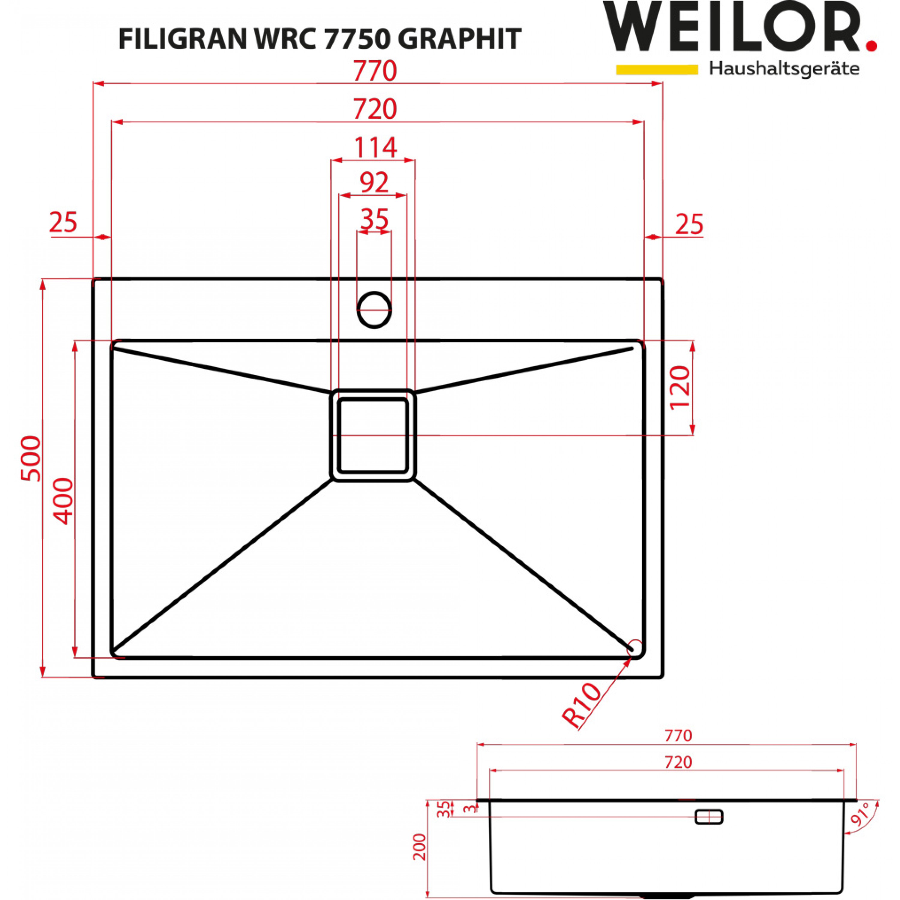 Weilor FILIGRAN WRC 7750 GRAPHIT Габаритные размеры