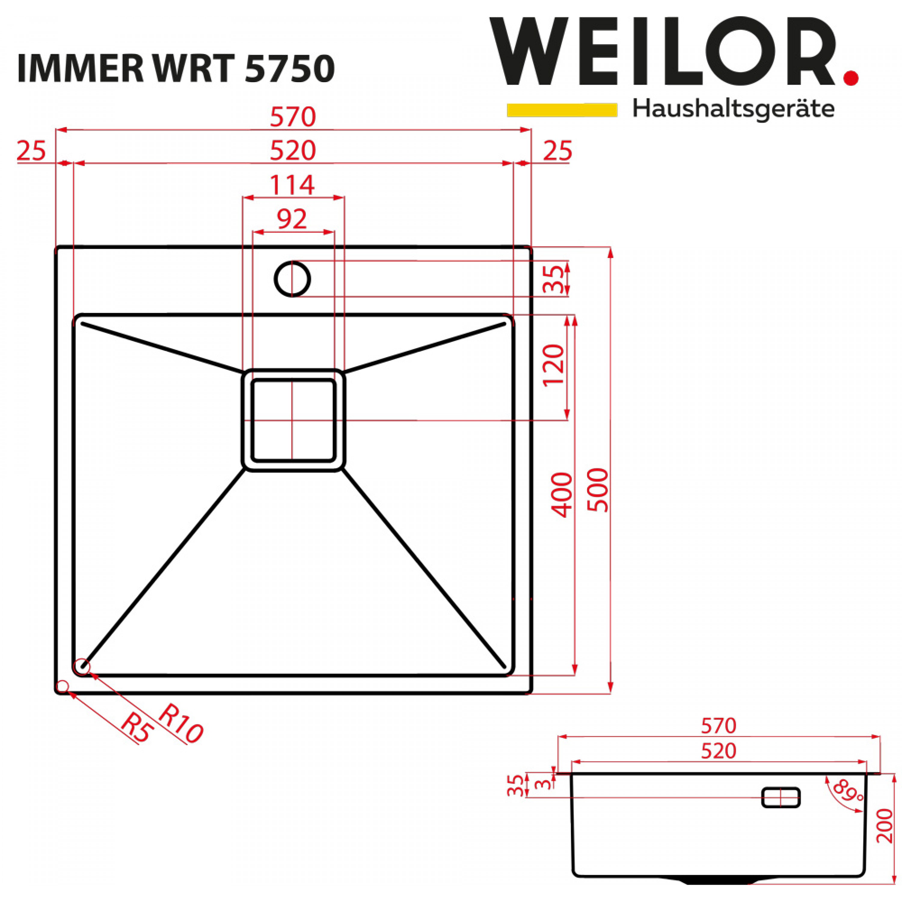 Weilor IMMER WRT 5750 Габаритні розміри