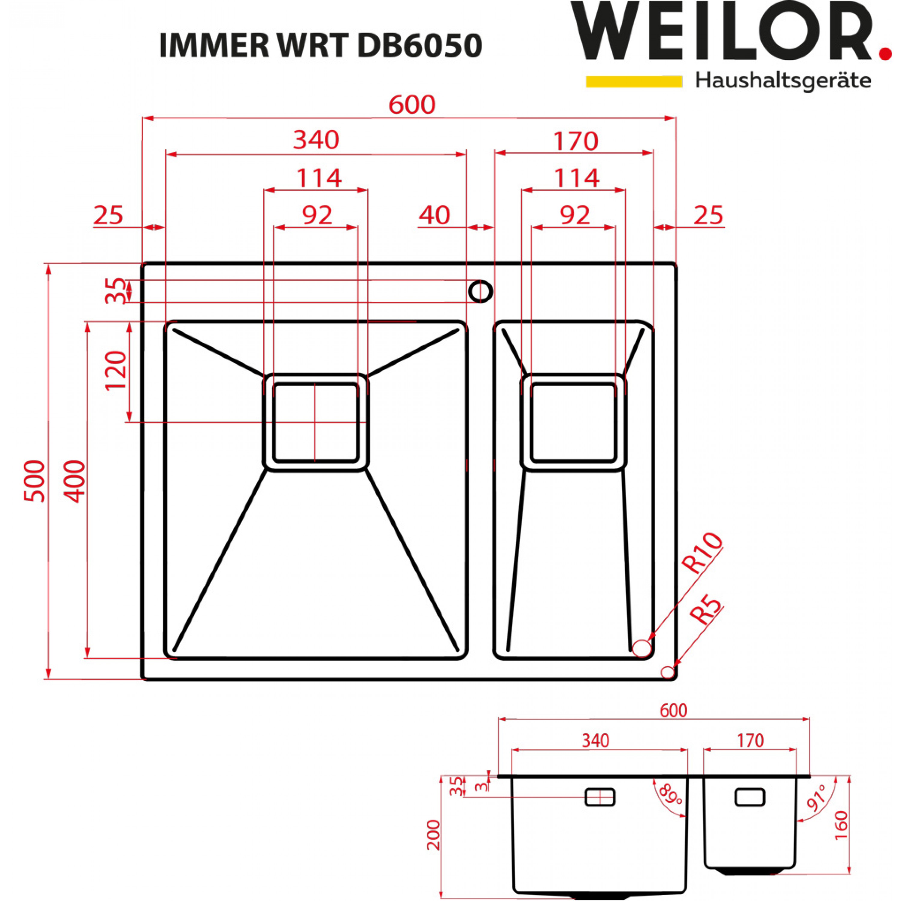 Weilor IMMER WRT DB6050 Габаритные размеры