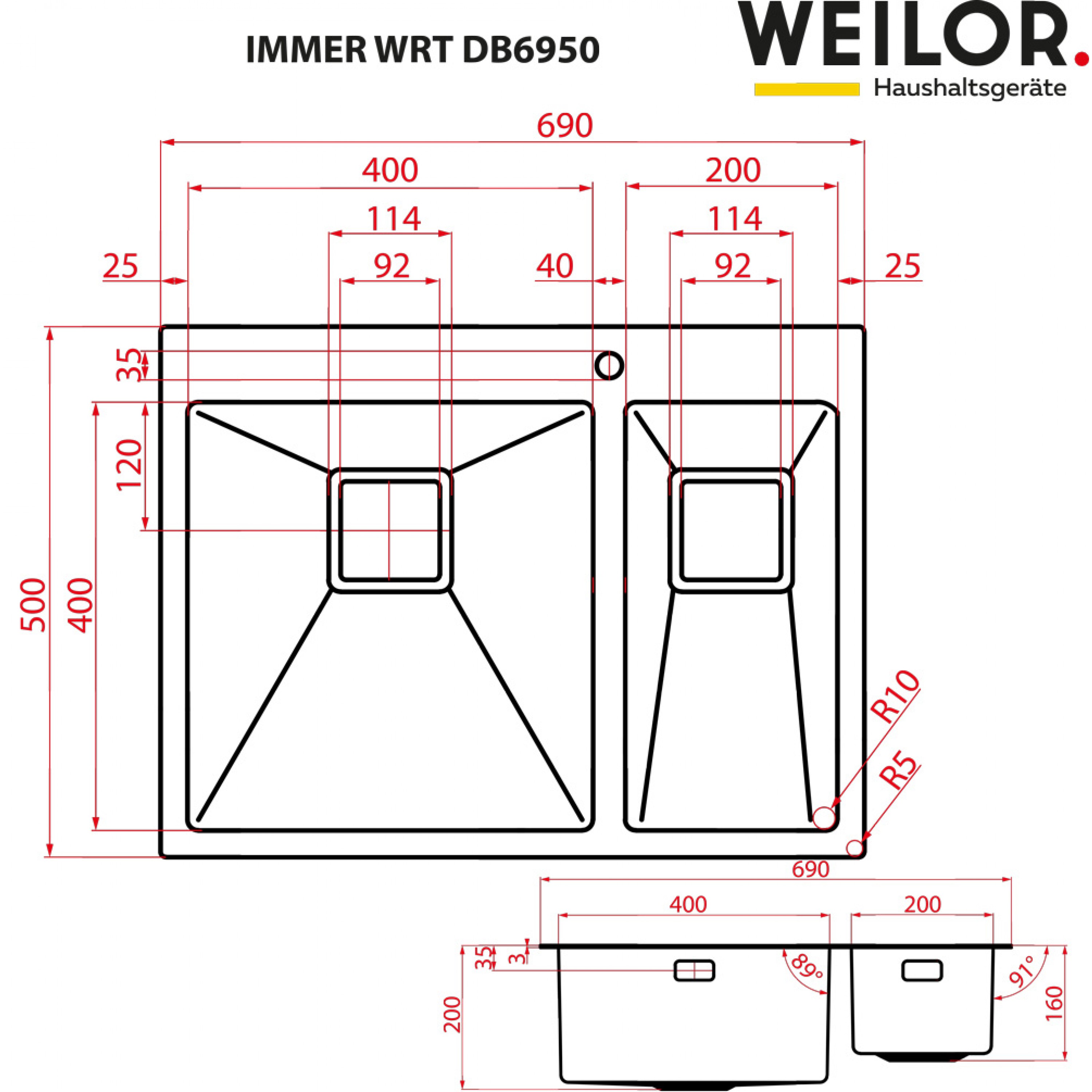 Weilor IMMER WRT DB6950 Габаритные размеры