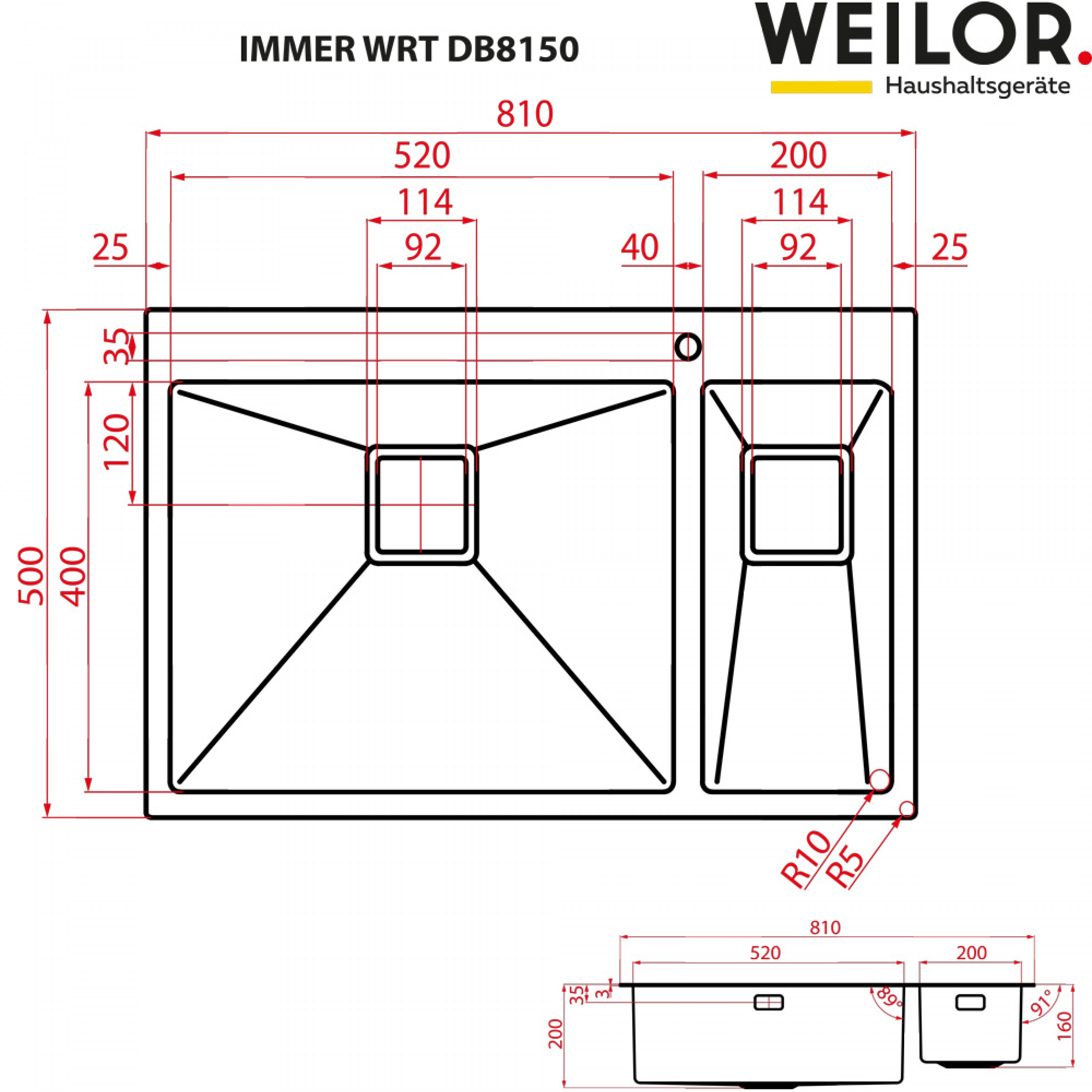 Weilor IMMER WRT DB8150 Габаритные размеры