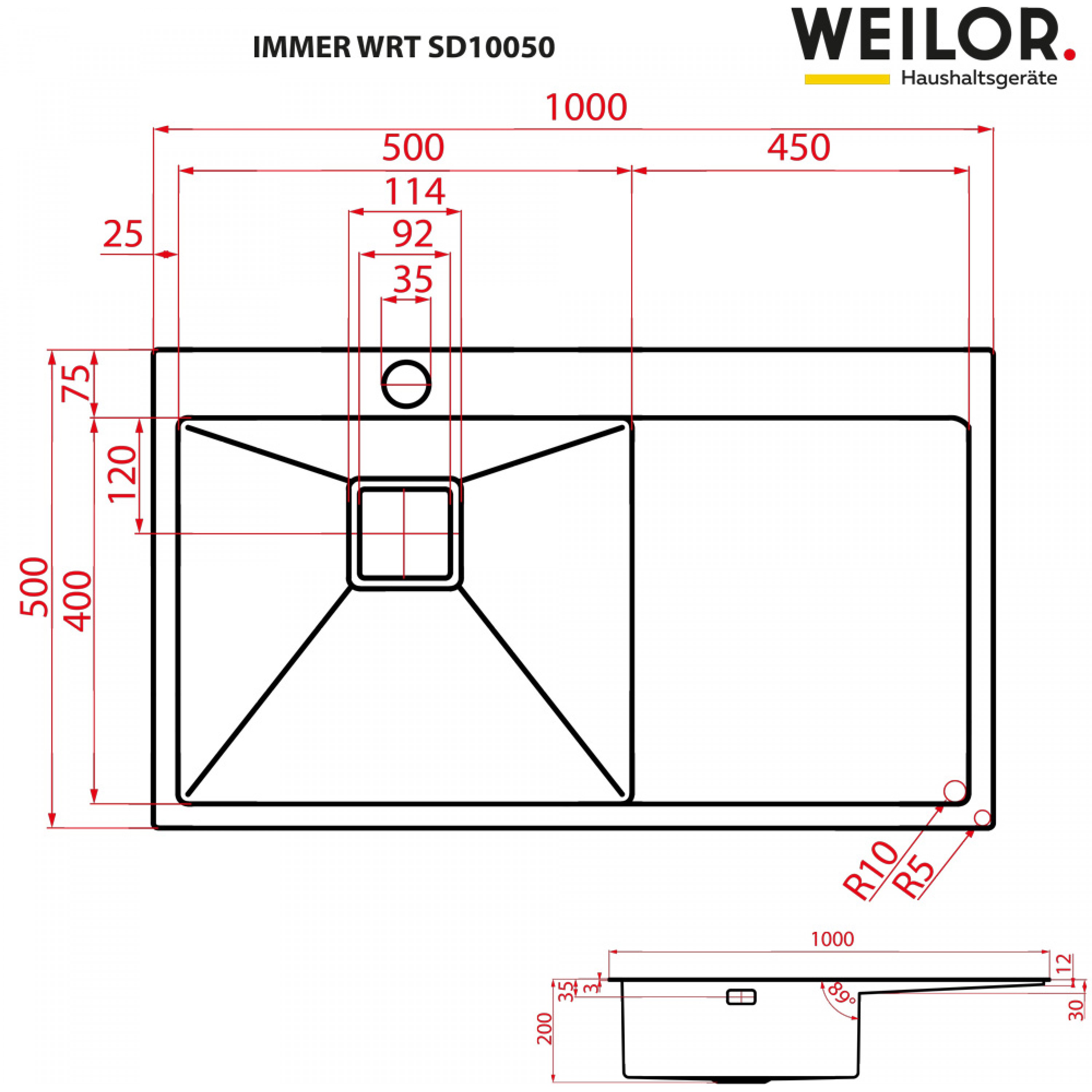 Weilor IMMER WRT SD10050 Габаритні розміри