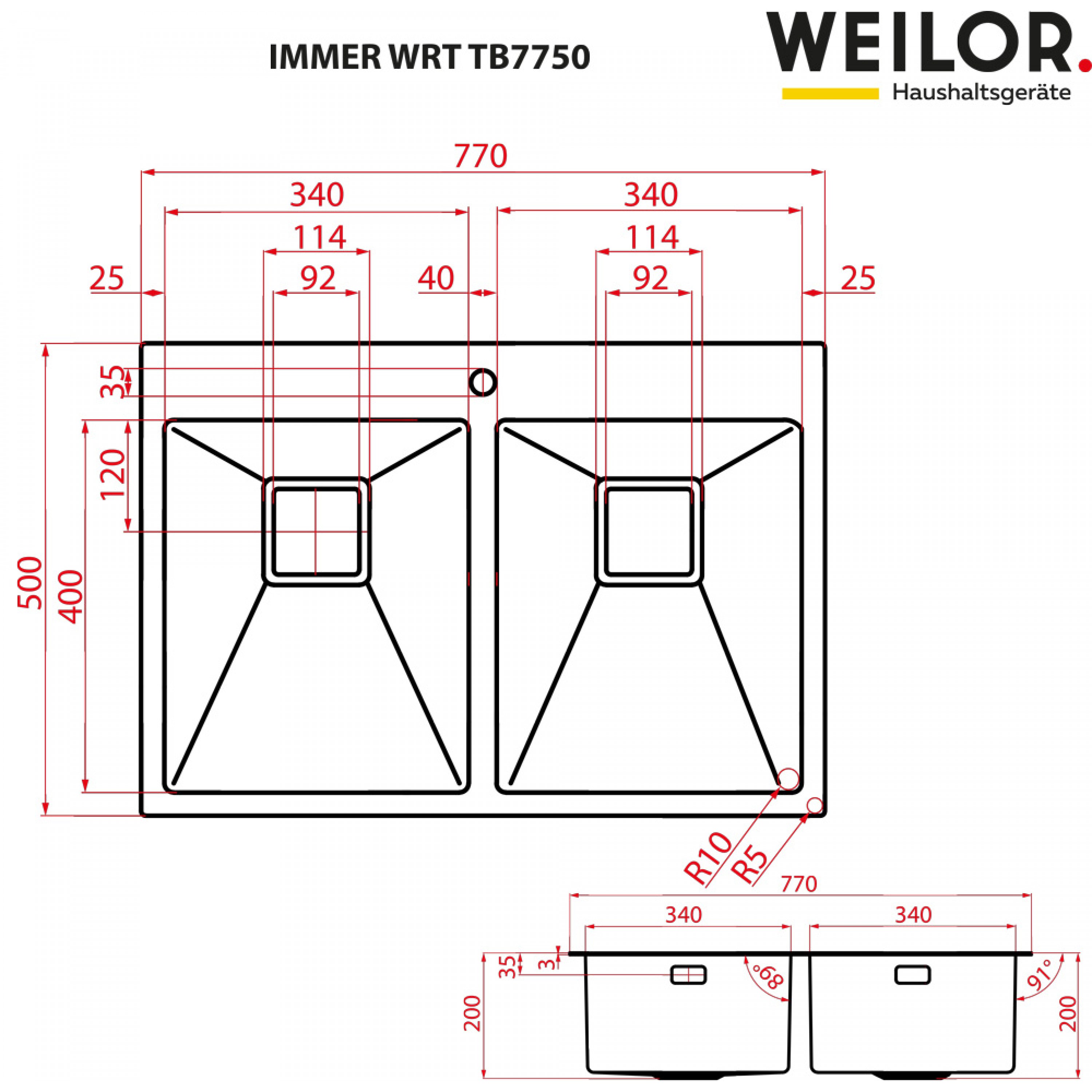 Weilor IMMER WRT TB7750 Габаритні розміри