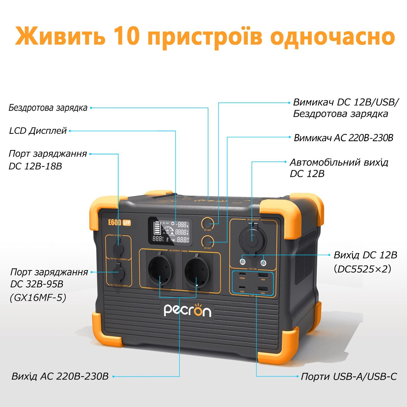 Портативная зарядная станция Pecron E600LFP цена 22999 грн - фотография 2