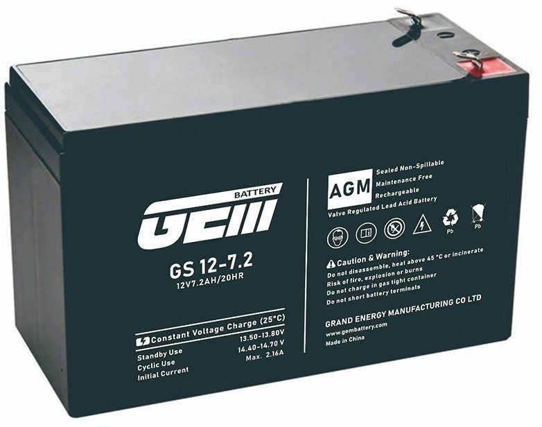 Акумуляторна батарея GEM Battery GS 12-7.2 в інтернет-магазині, головне фото