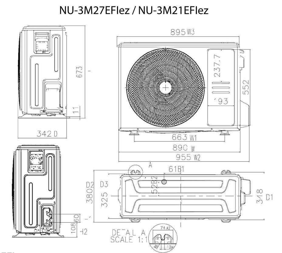 Neoclima NU-3M21EFIez Габаритные размеры