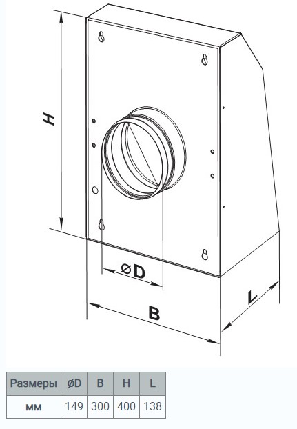 Вентс ВЦН 150  Габаритные размеры