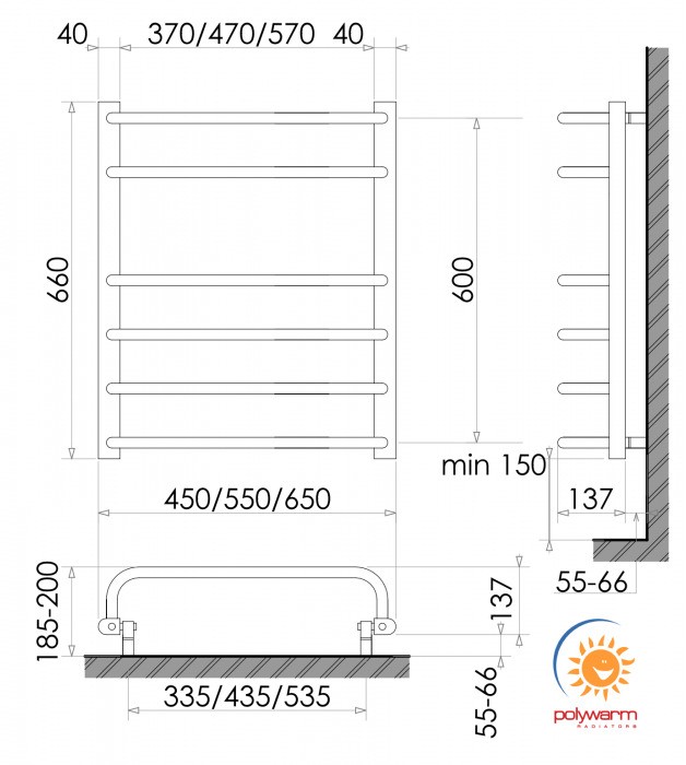 Polywarm EU6/55 Black Габаритні розміри