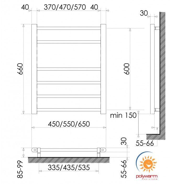 Polywarm ER6/55 Sensor Габаритные размеры