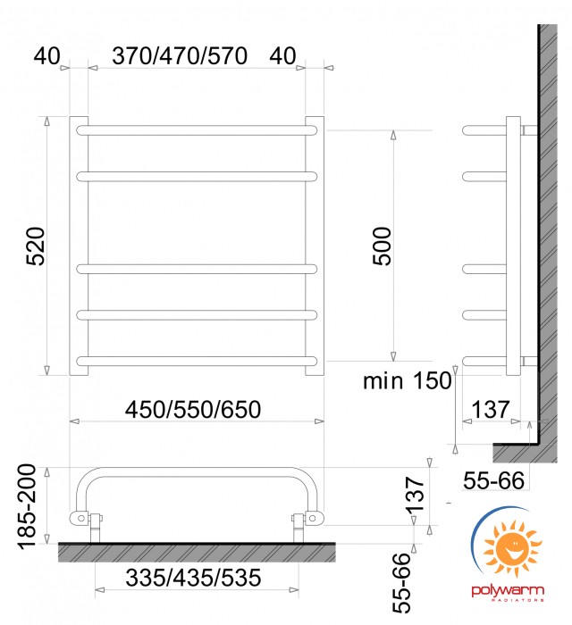 Polywarm EU5/55 Sensor Габаритные размеры