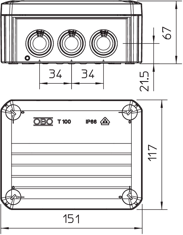 OBO Bettermann T 100, plug-in seal (2007077) Габаритные размеры