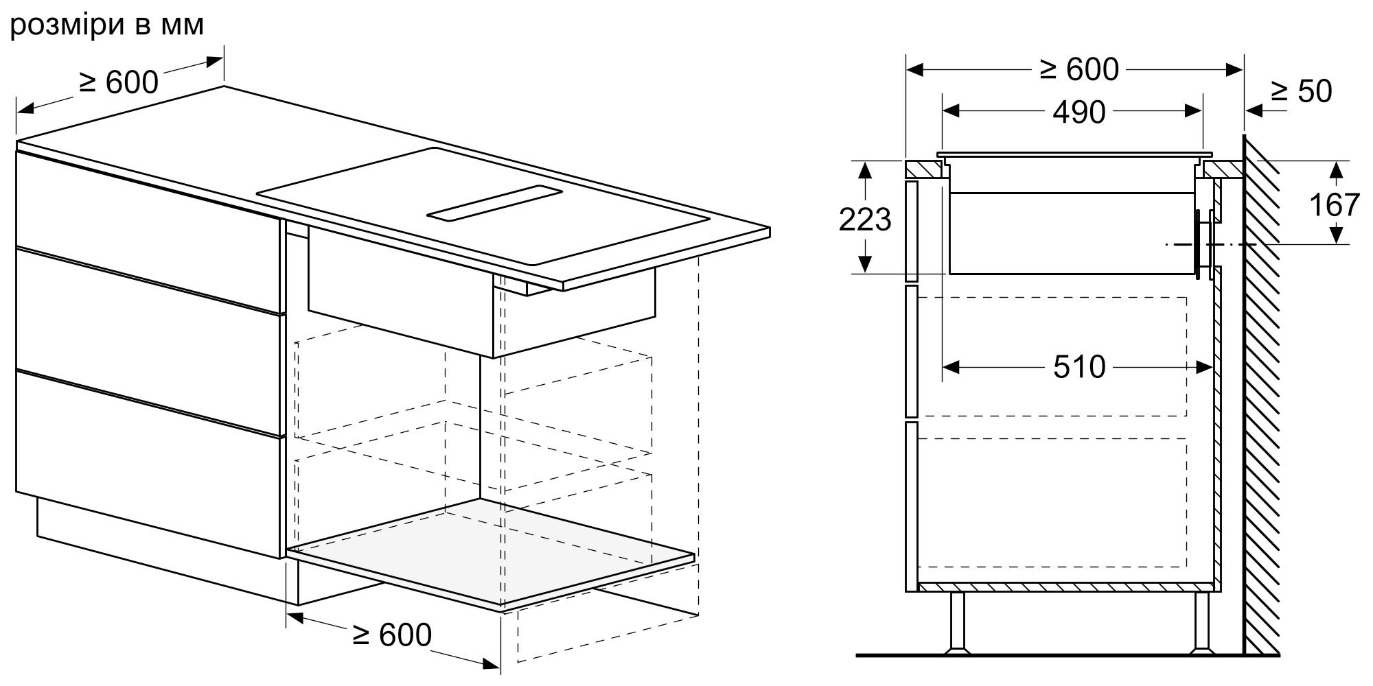 Bosch PXX875D67E Габаритные размеры