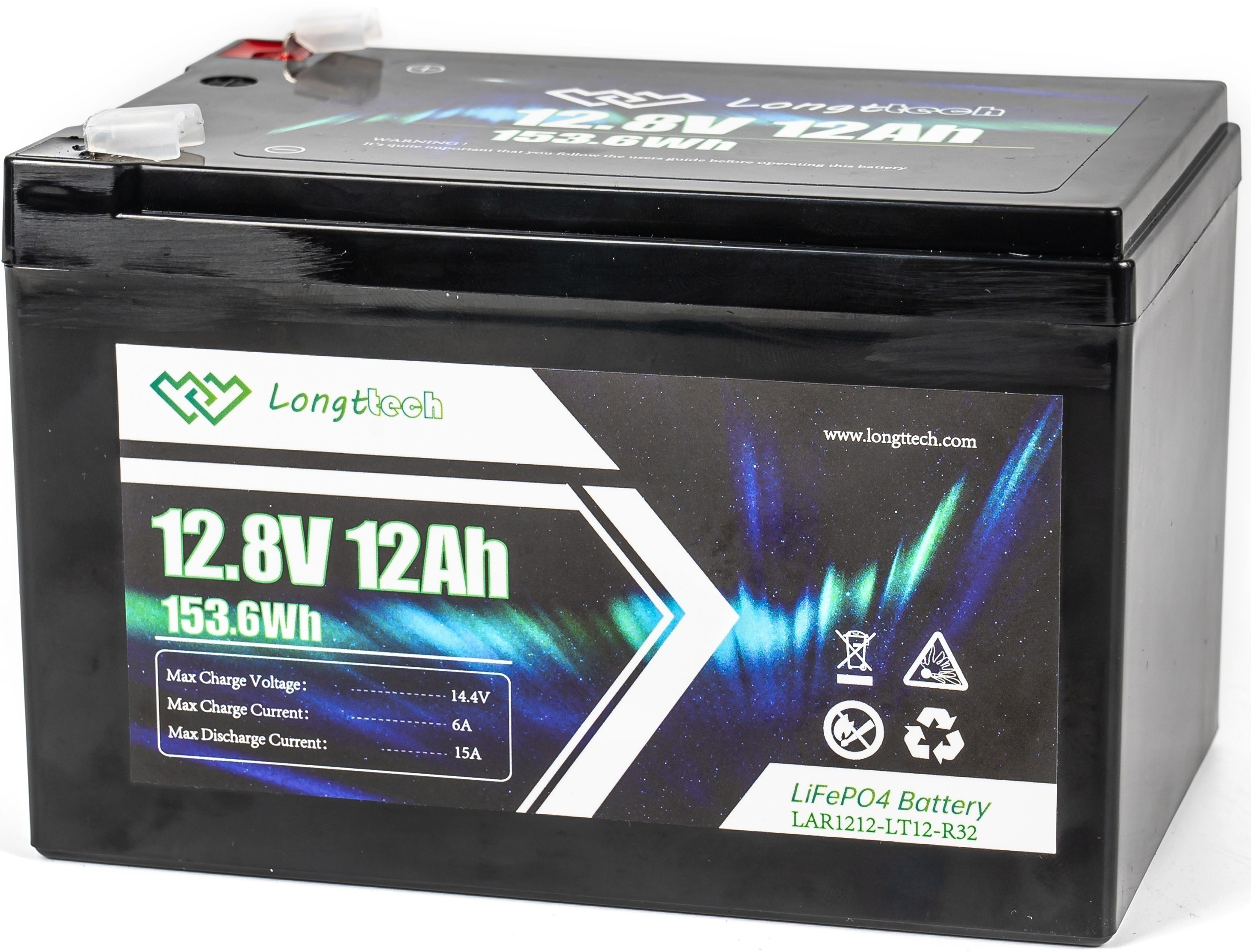 Аккумуляторная батарея Longttech LAR1212-LT12-R32 LiFePo4 12.8V 12Ah цена 2060 грн - фотография 2