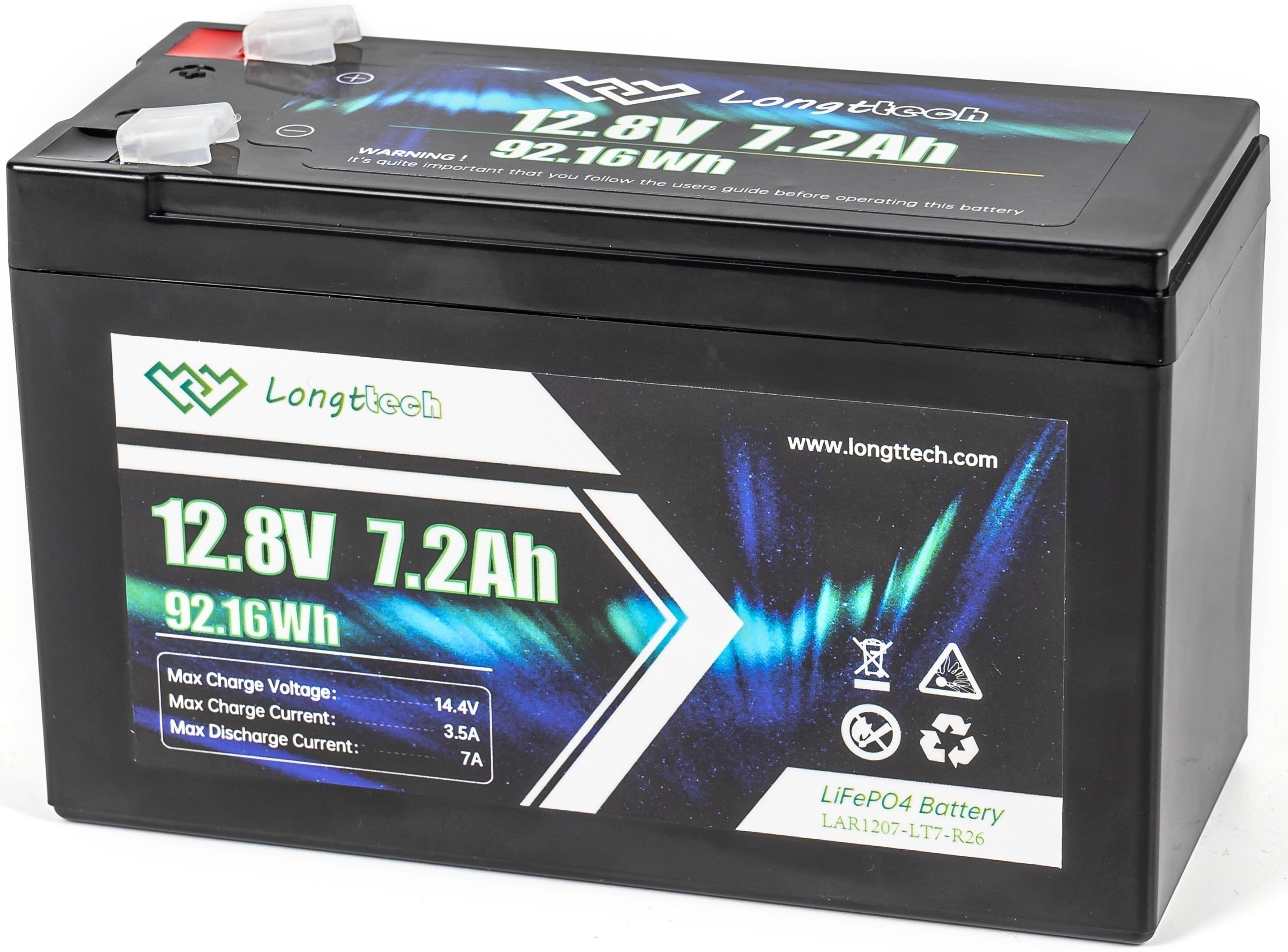 Акумуляторна батарея Longttech LAR1207-LT7-R26 LiFePo4 12.8V 7.2Ah ціна 1346 грн - фотографія 2