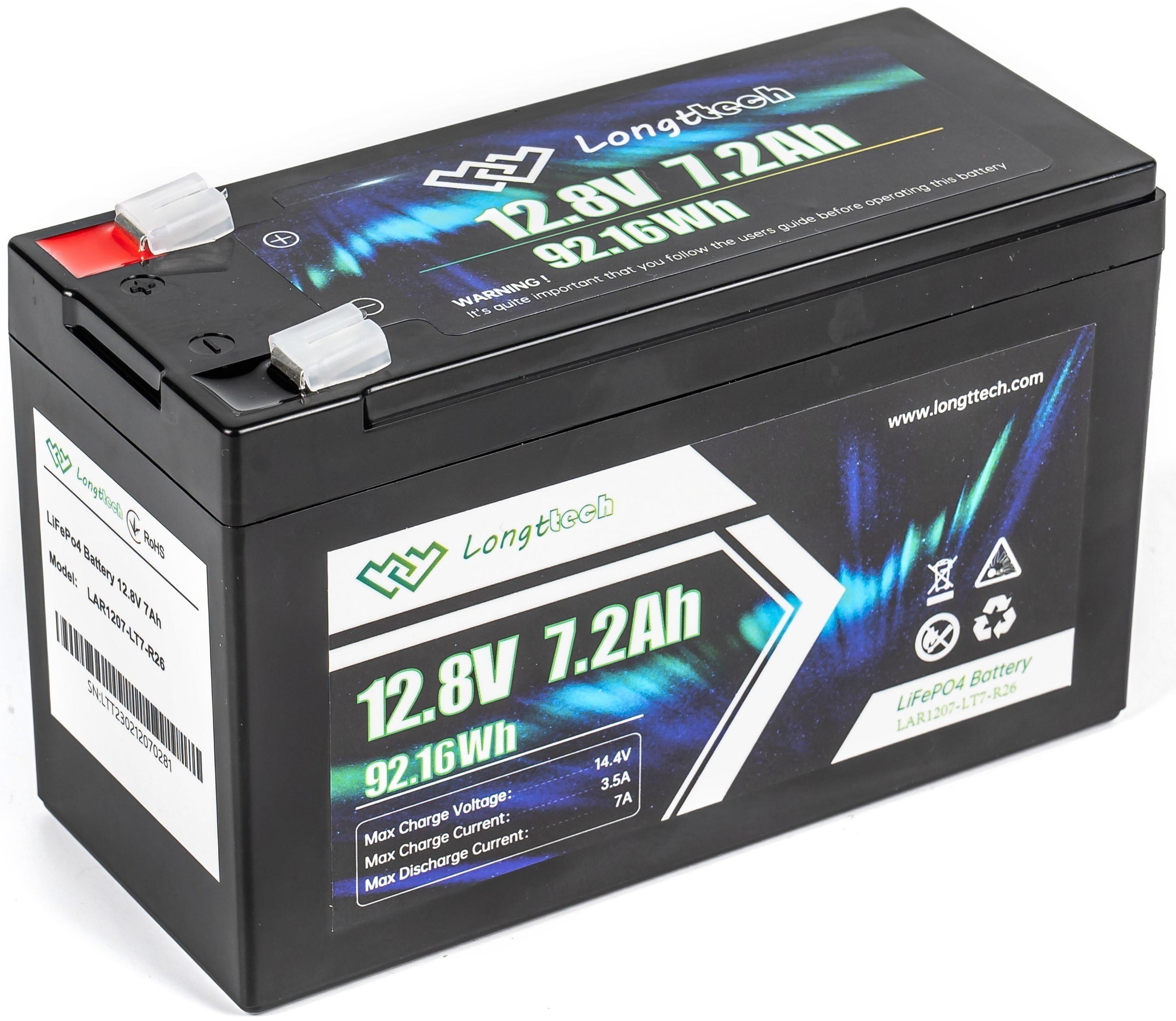 Акумуляторна батарея Longttech LAR1207-LT7-R26 LiFePo4 12.8V 7.2Ah відгуки - зображення 5