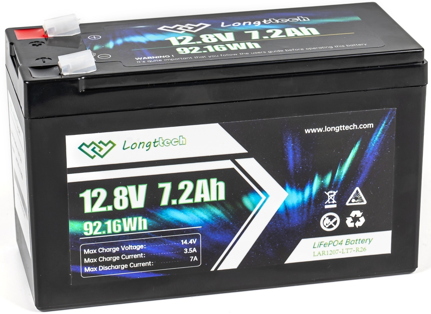Longttech LAR1207-LT7-R26 LiFePo4 12.8V 7.2Ah