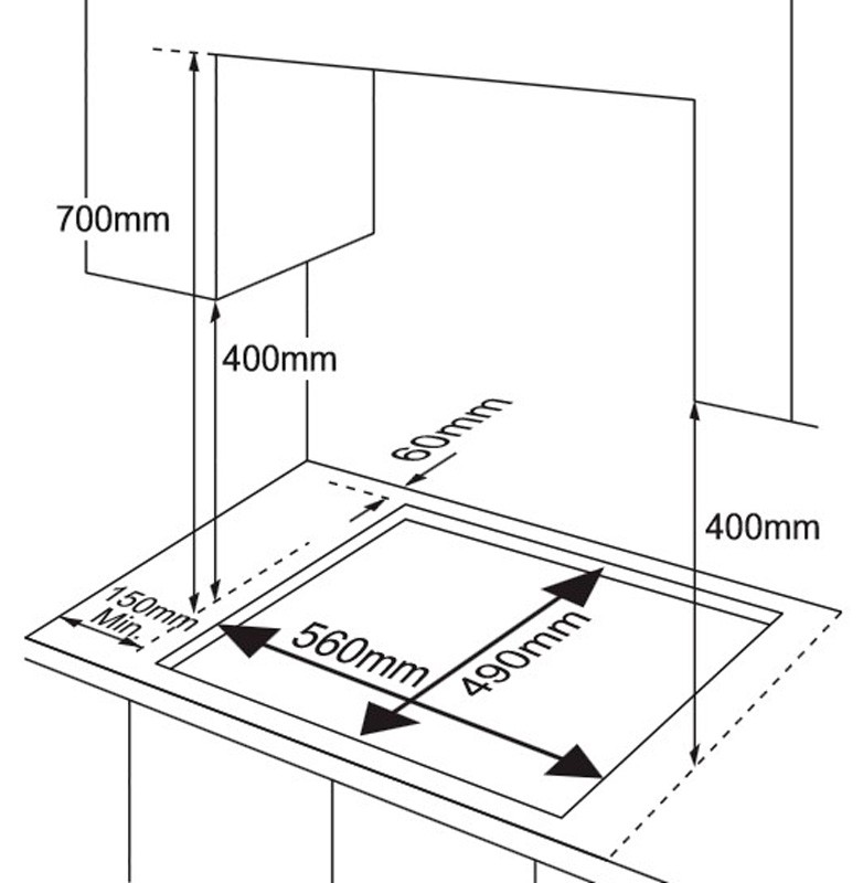 Samsung NA64H3010AS/WT Габаритні розміри