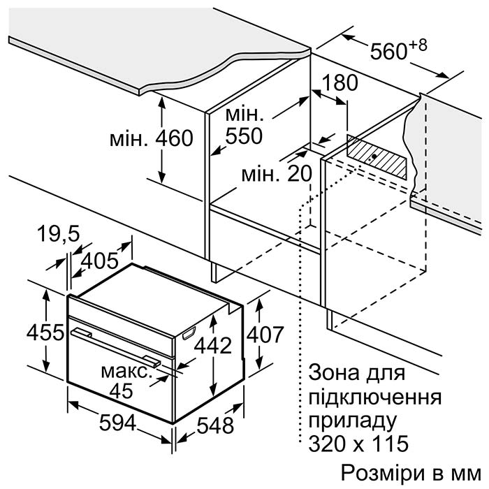 Bosch CMG633BW1 Габаритні розміри