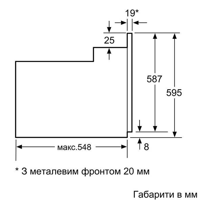 Bosch HBF534ES0Q Габаритные размеры