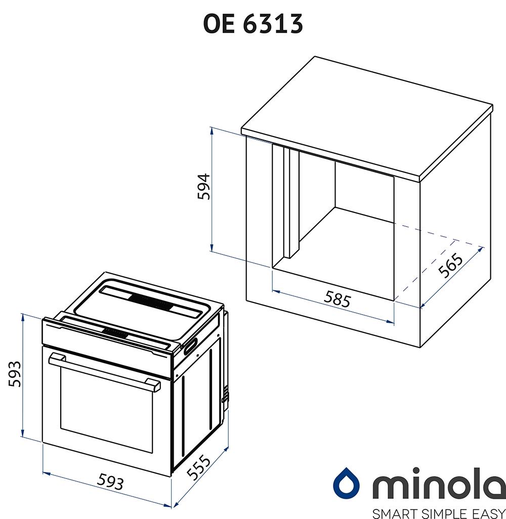 Minola OE 6313 INOX Габаритные размеры