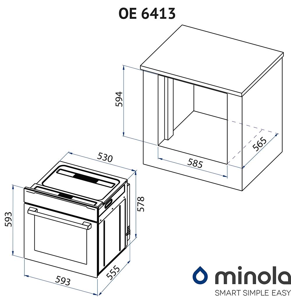 Minola OE 6413 BL / INOX Габаритные размеры
