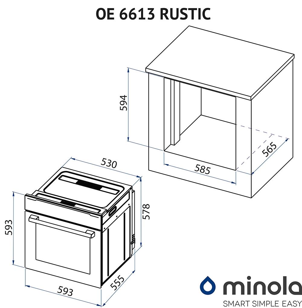 Minola OE 6613 BL RUSTIC Габаритные размеры