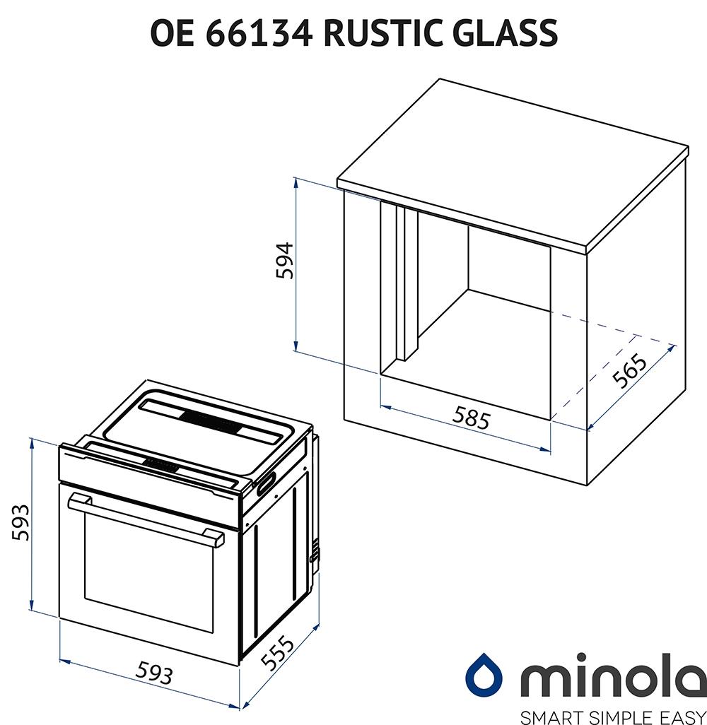 Minola OE 66134 BL RUSTIC GLASS Габаритные размеры