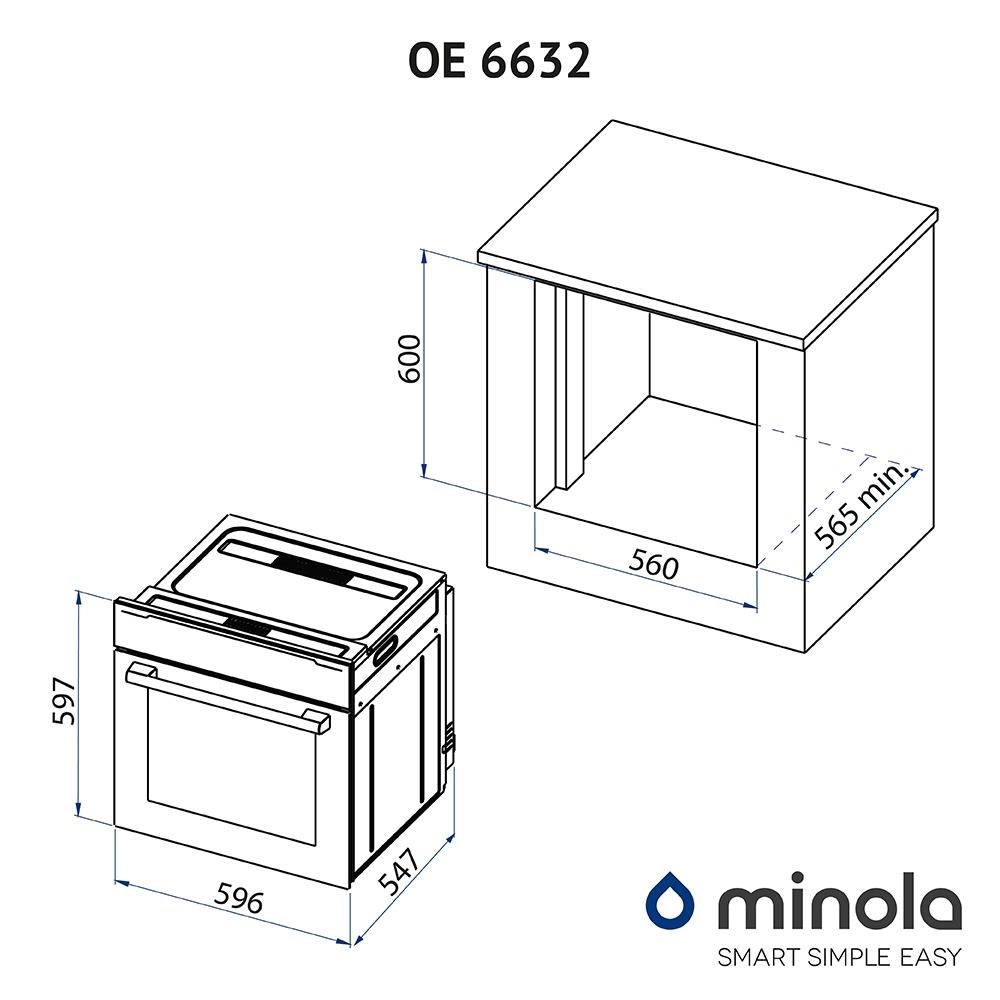 Minola OE 6632 INOX/BL Габаритные размеры