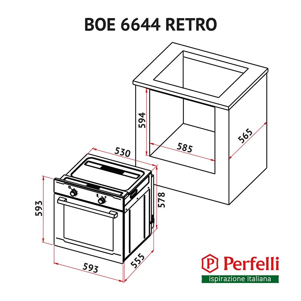 Perfelli BOE 6644 BL RETRO Габаритні розміри