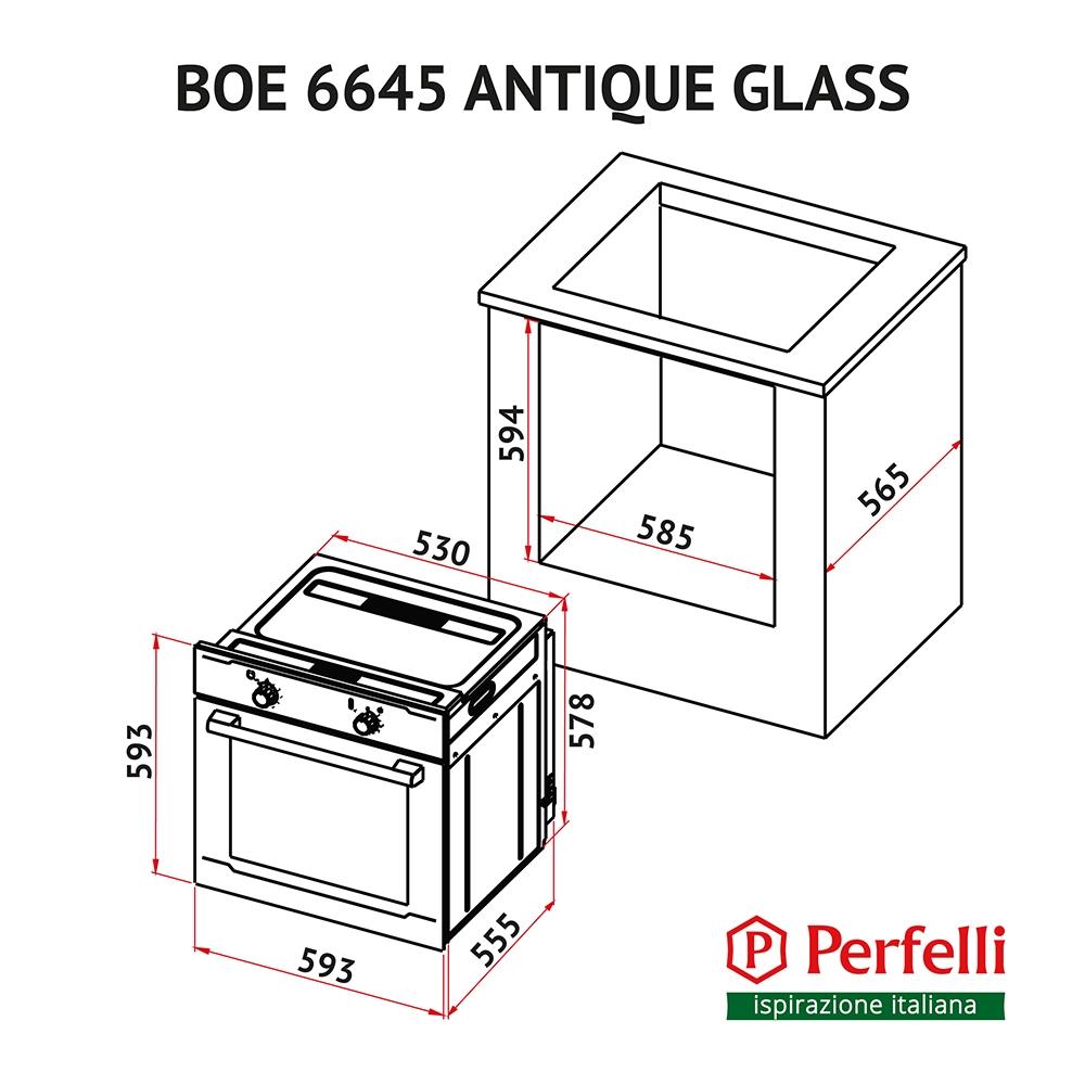 Perfelli BOE 6645 BL ANTIQUE GLASS Габаритные размеры