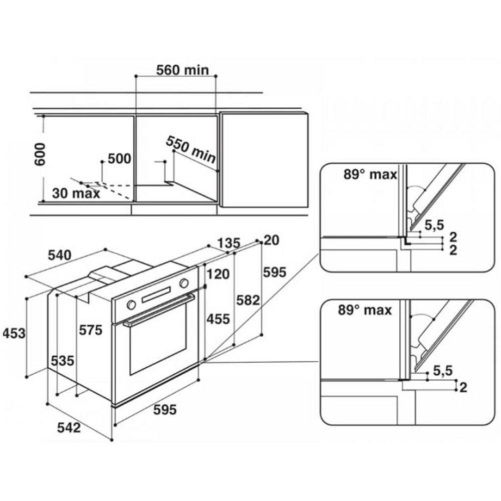 Whirlpool AKP 745 WH Габаритні розміри