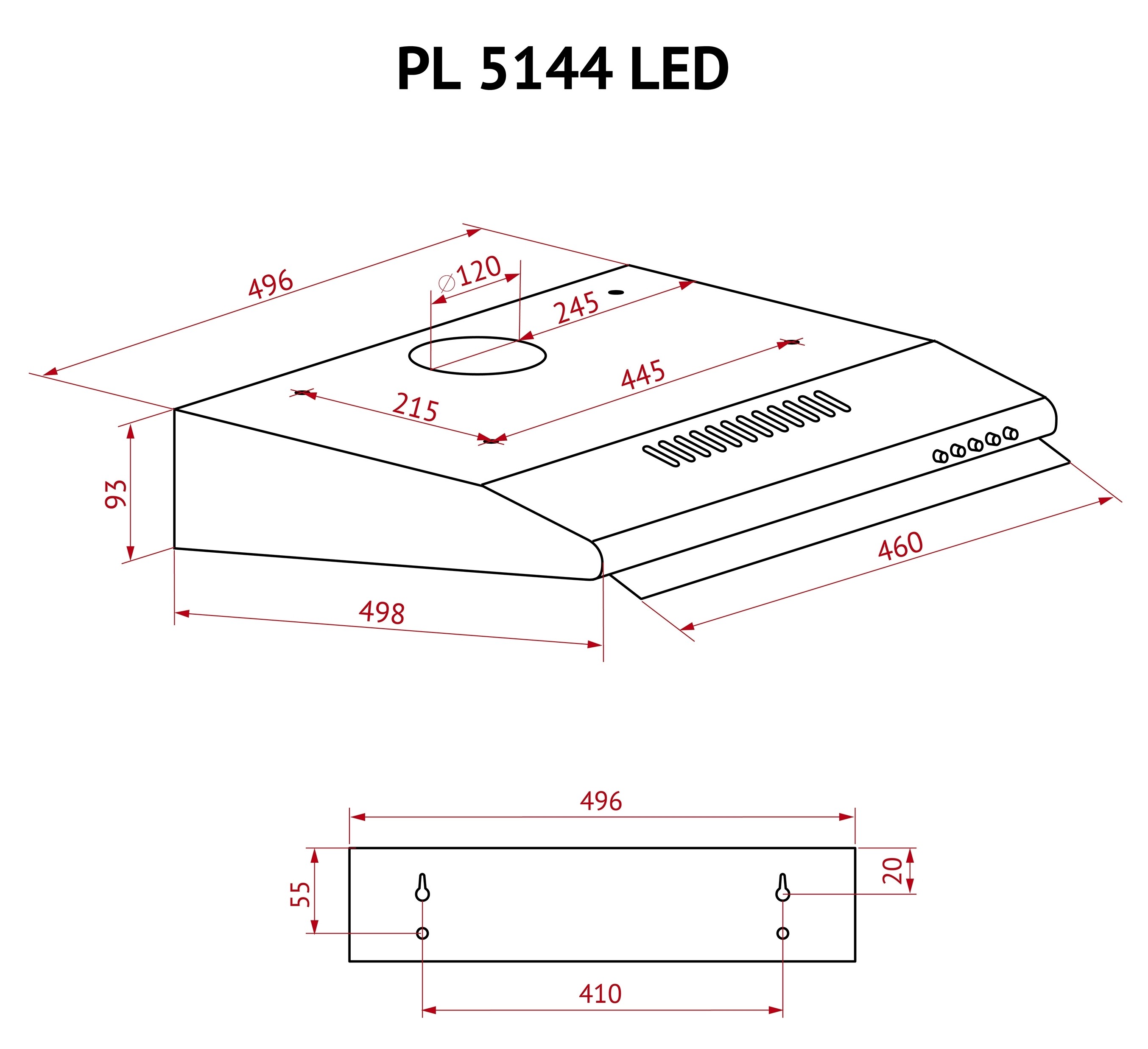 Perfelli PL 5144 BL LED Габаритные размеры